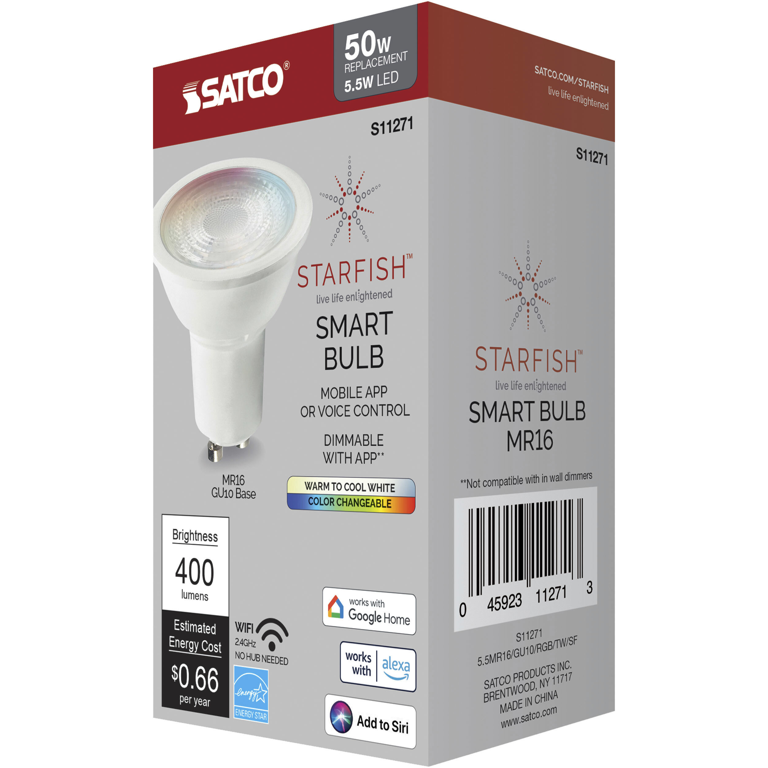 Lumos LED Bi Pin GU10 5.5 watt 120 2700K-5000K MR LED, MR LED