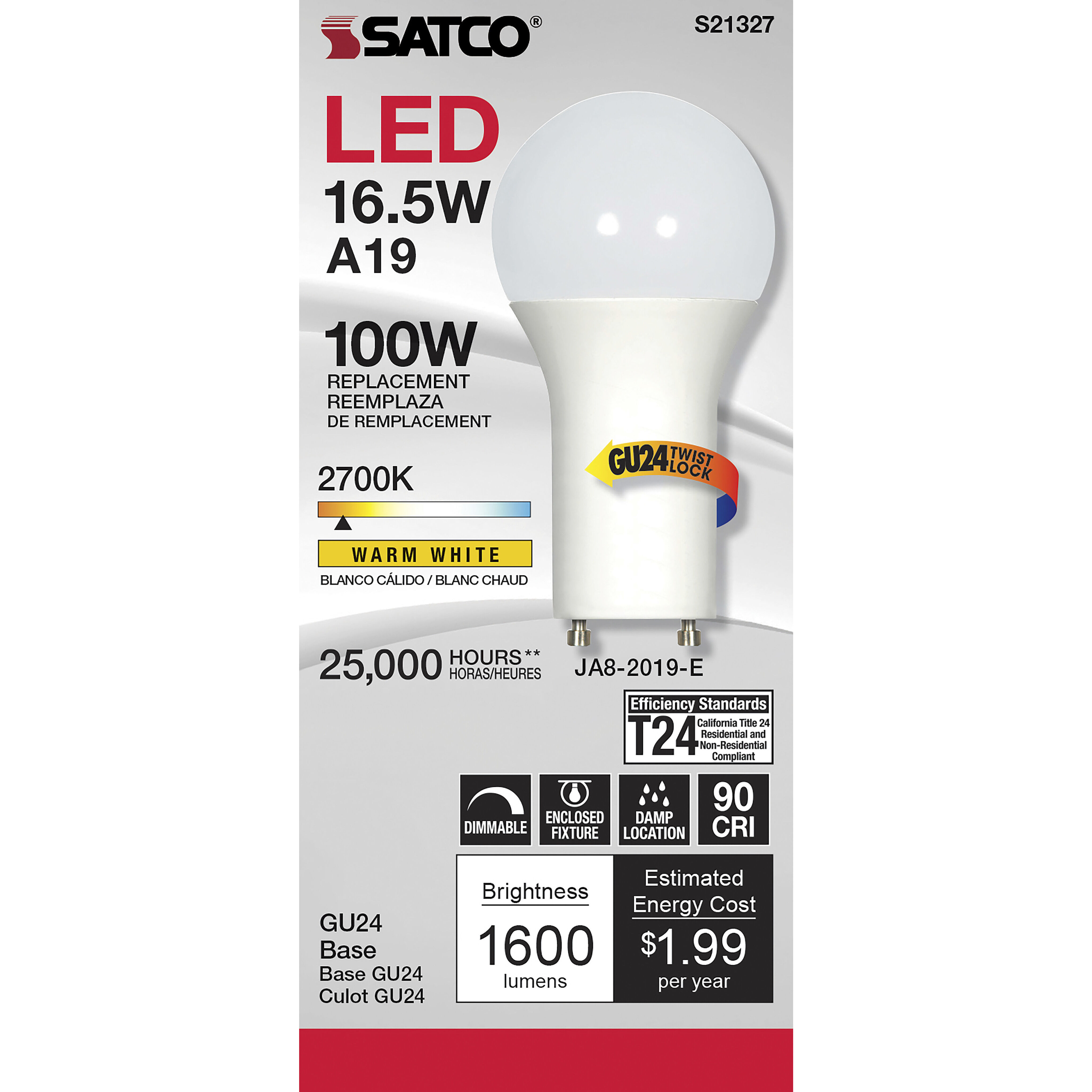 Lumos LED Type A Bi Pin GU24 16.50 watt 2700K Light Bulb