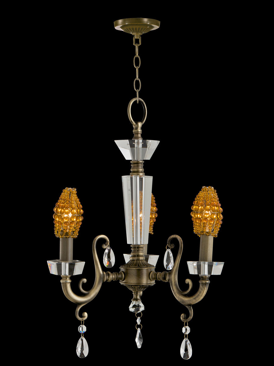 Prato Chandelier 3 Light 12 inch Antique Brass Hanging Fixture Ceiling Light