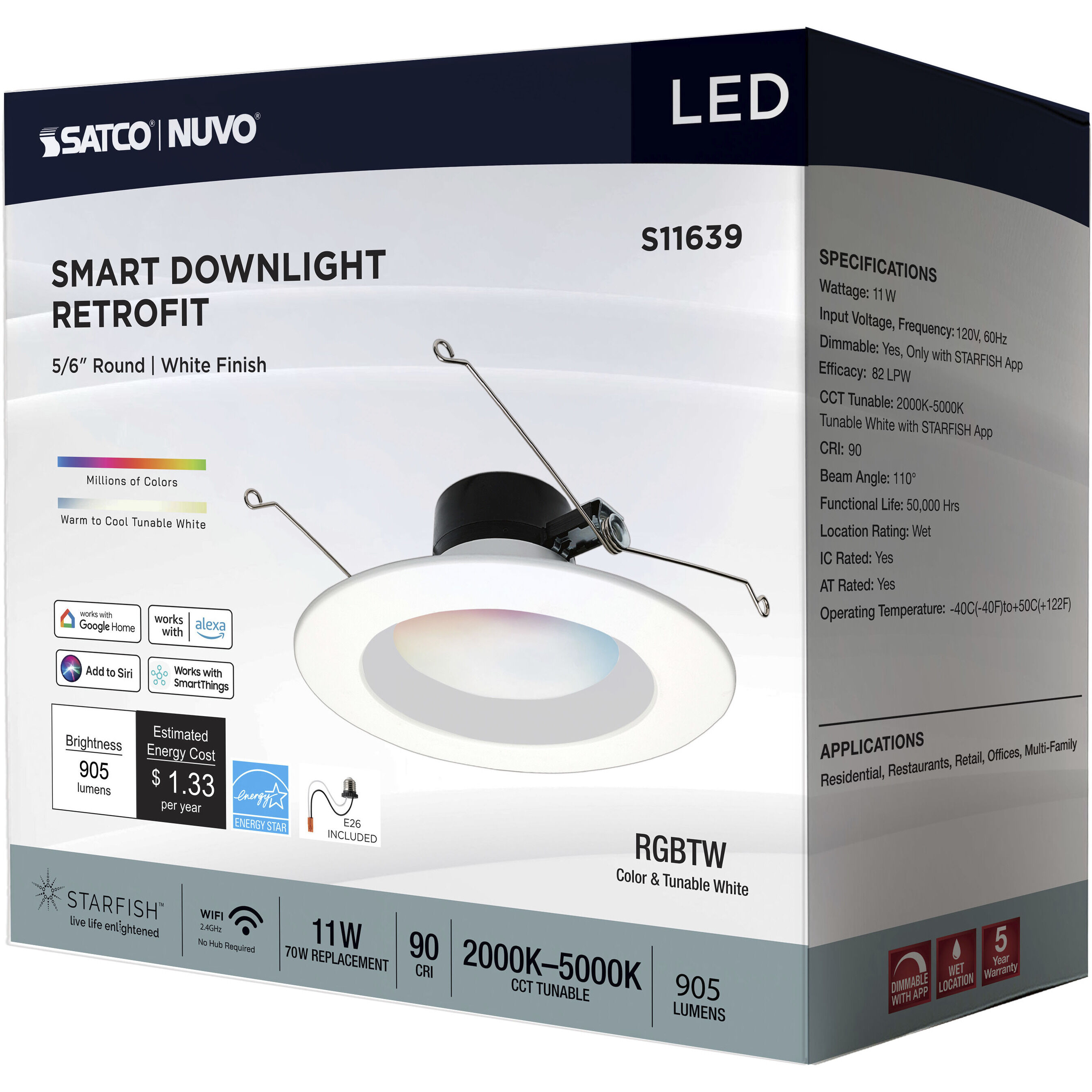 Starfish Integrated LED White Recessed