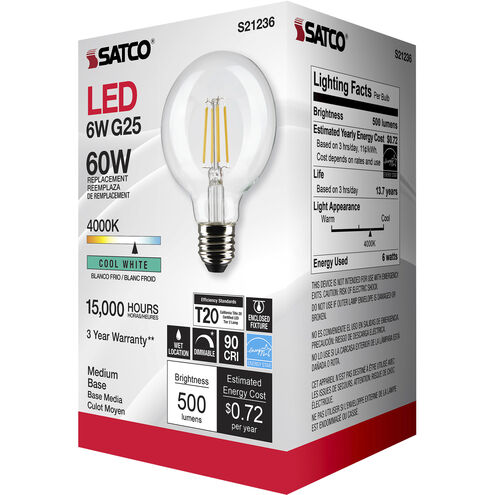 Lumos LED Medium Medium 6.00 watt 4000K LED Filament