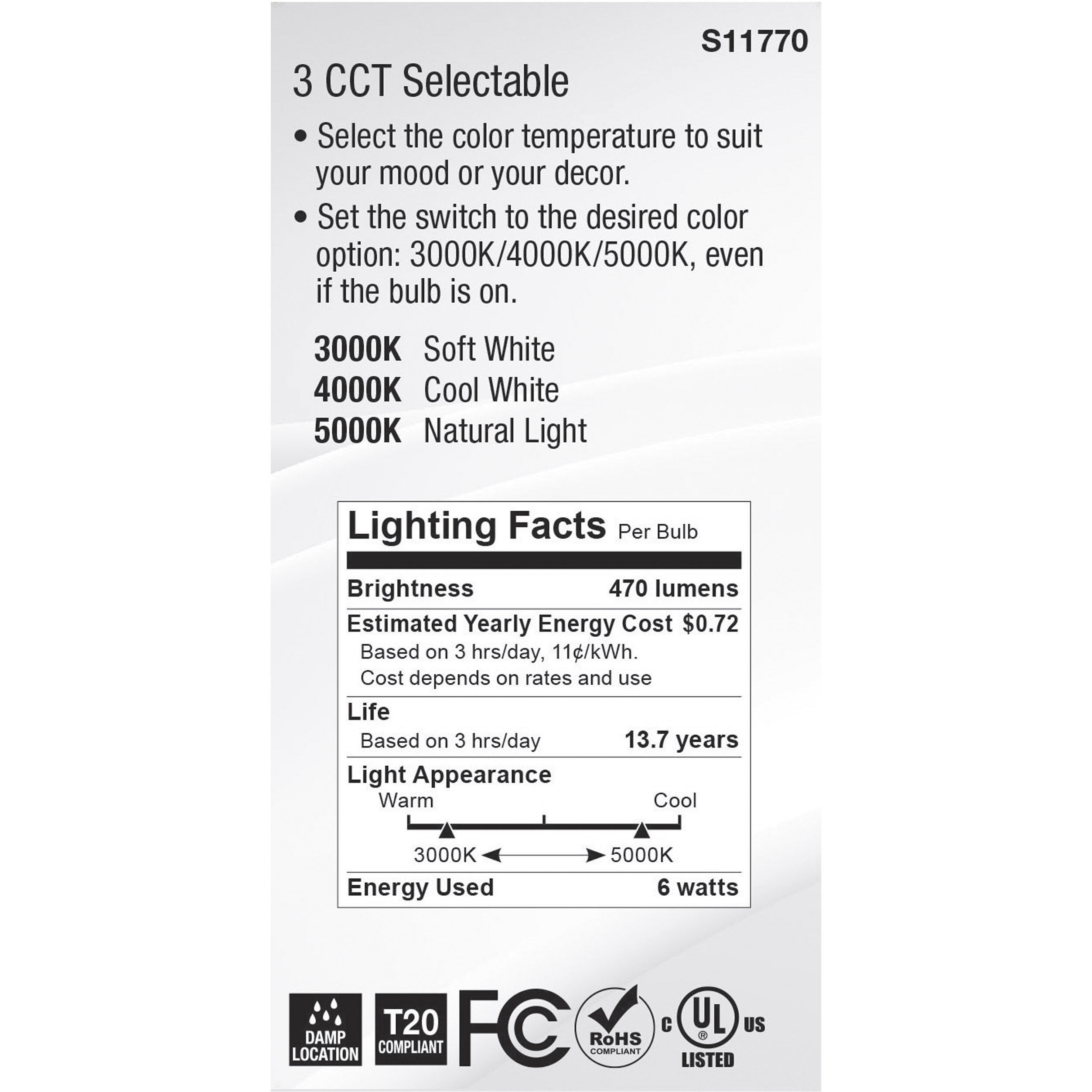 Lumos Medium 6.00 watt 3000K Light Bulb