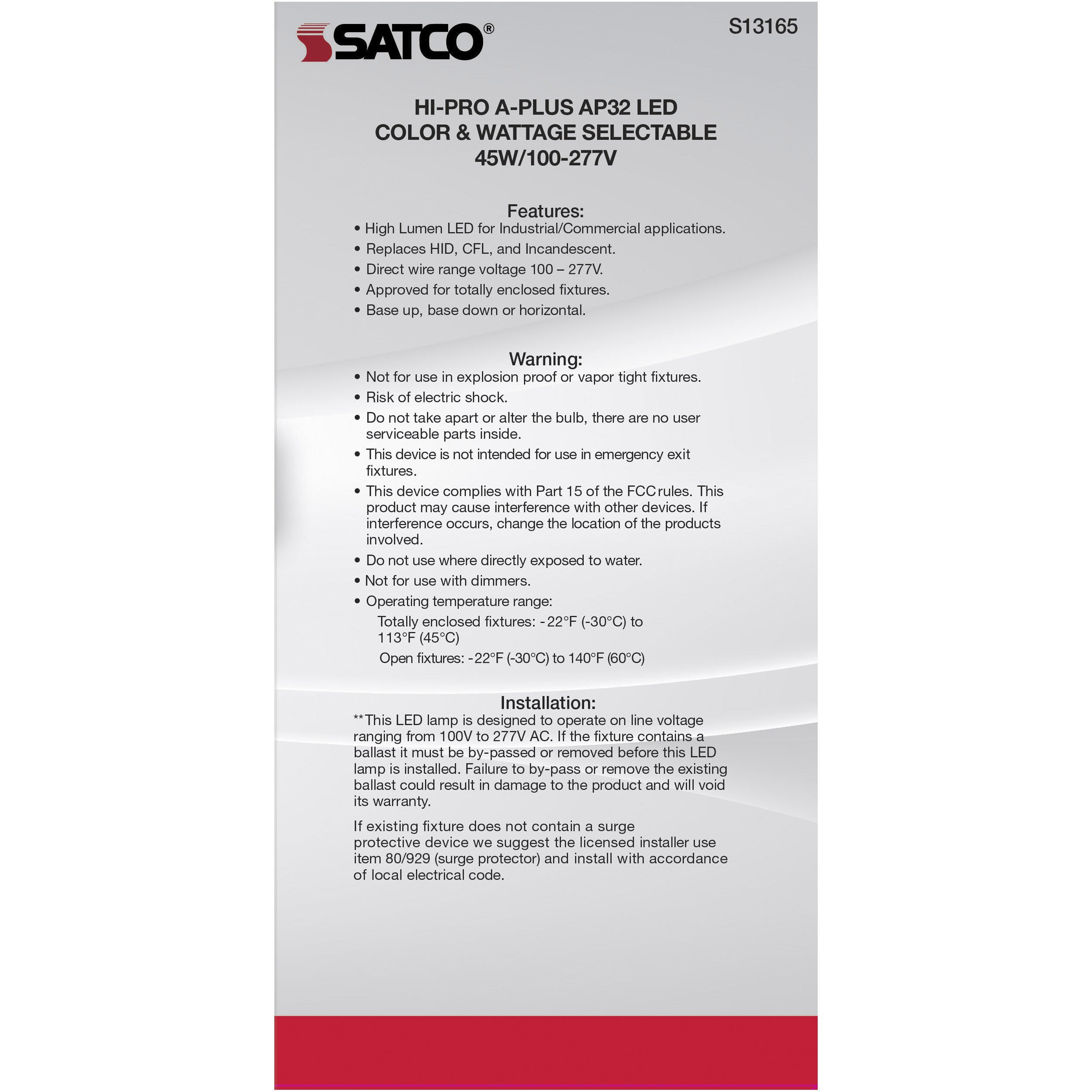 Lumos LED AP32 / ED32 Mogul Extended 45.00 watt 3000K HID Replacements