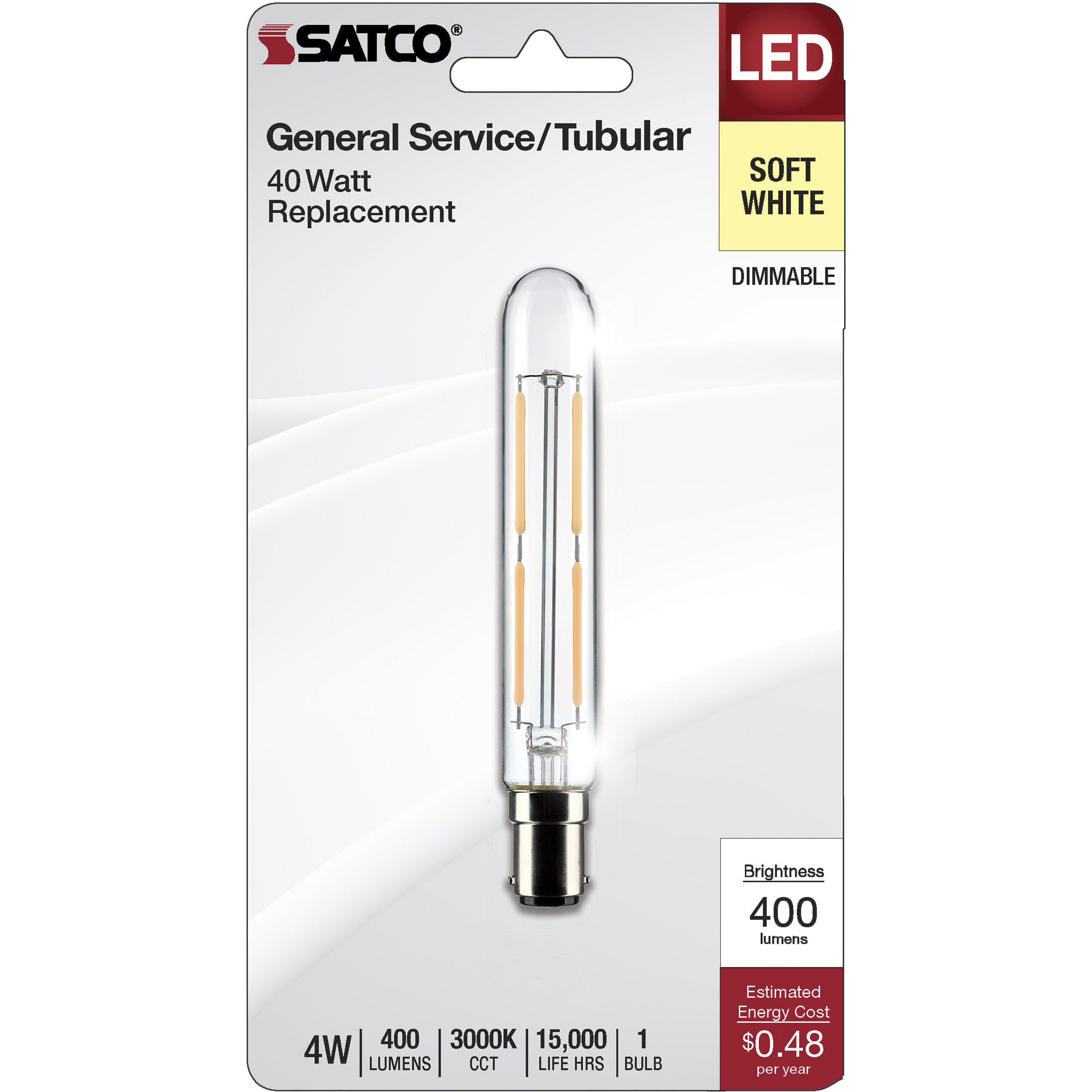 Lumos LED Bayonet Double Contact 4 watt 120 3000K LED Filament, LED Filament