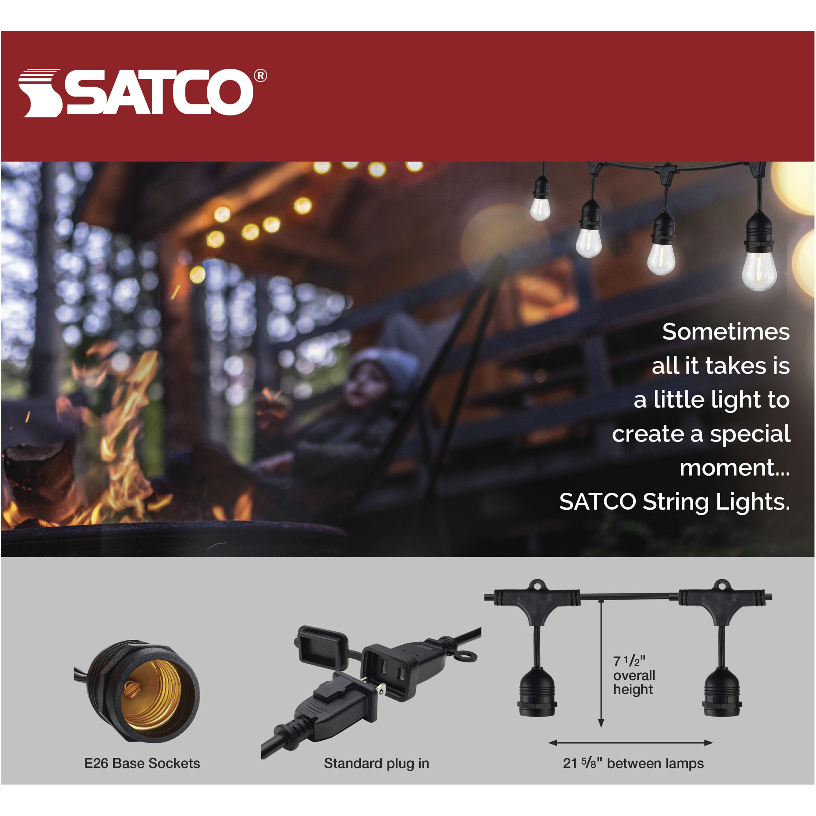 Lumos 12 Light LED 24 foot Black String Lights