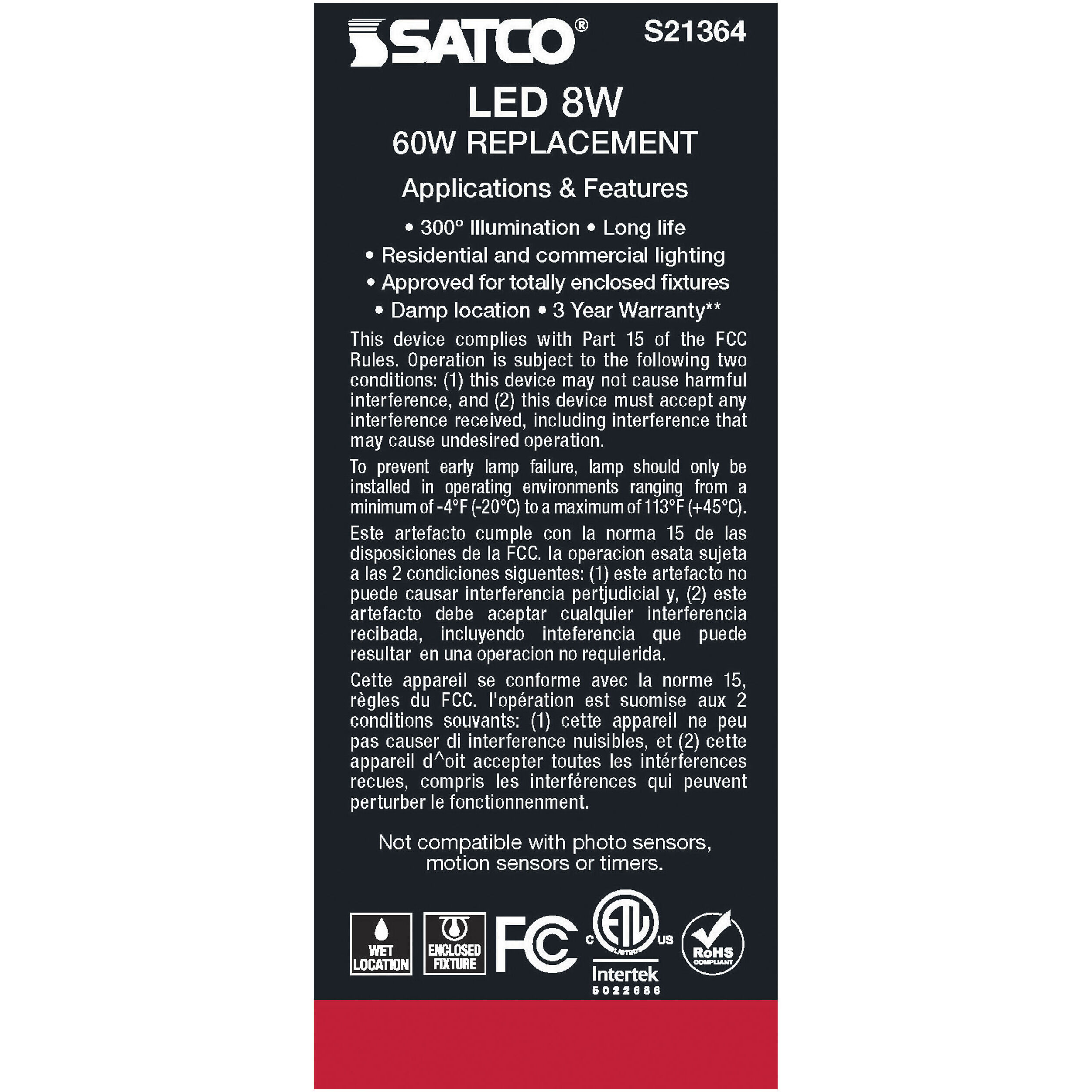 Lumos LED Medium Medium 8.00 watt 3000K LED Filament