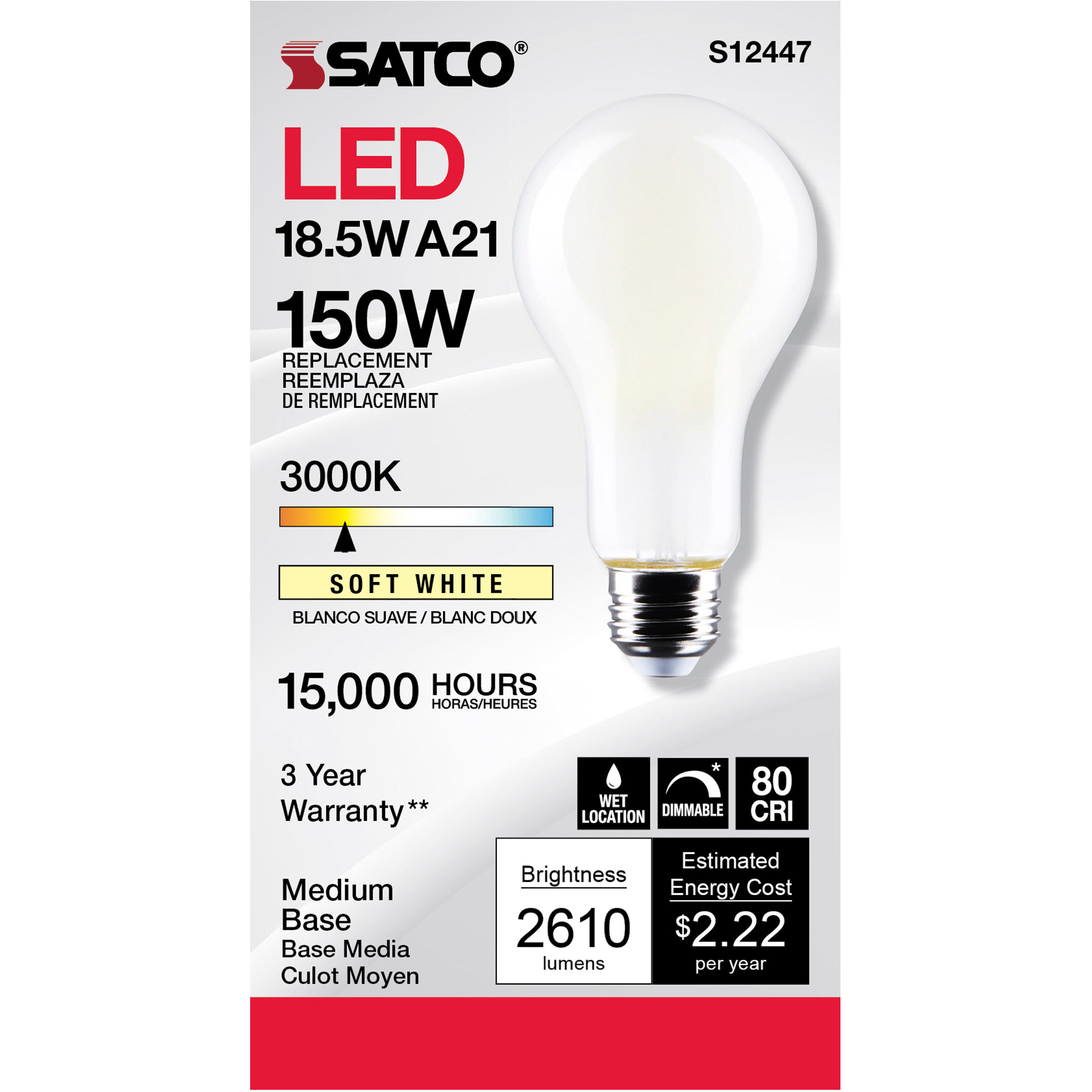 Lumos LED Medium Type A21 18.50 watt 3000K Light Bulb