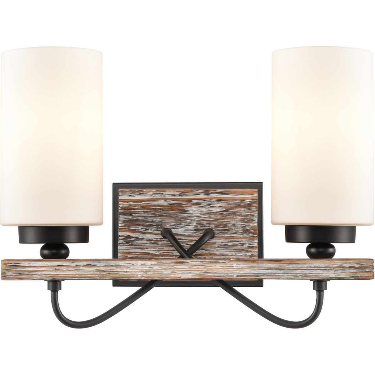 Paladin LED 14 inch Matte Black Bath Vanity Light Wall Light in White Glass