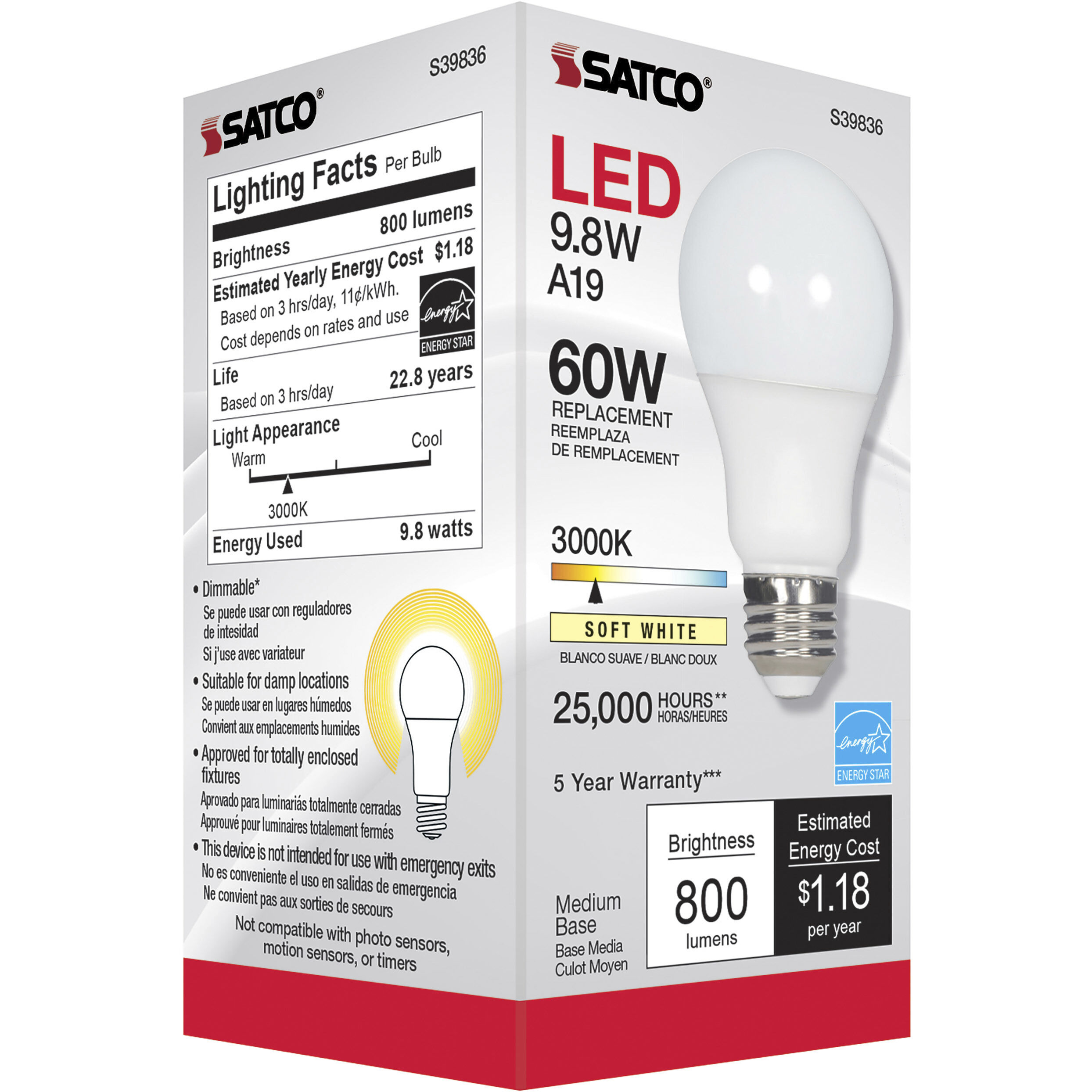Lumos LED A19 Medium 9.80 watt 3000K Type A