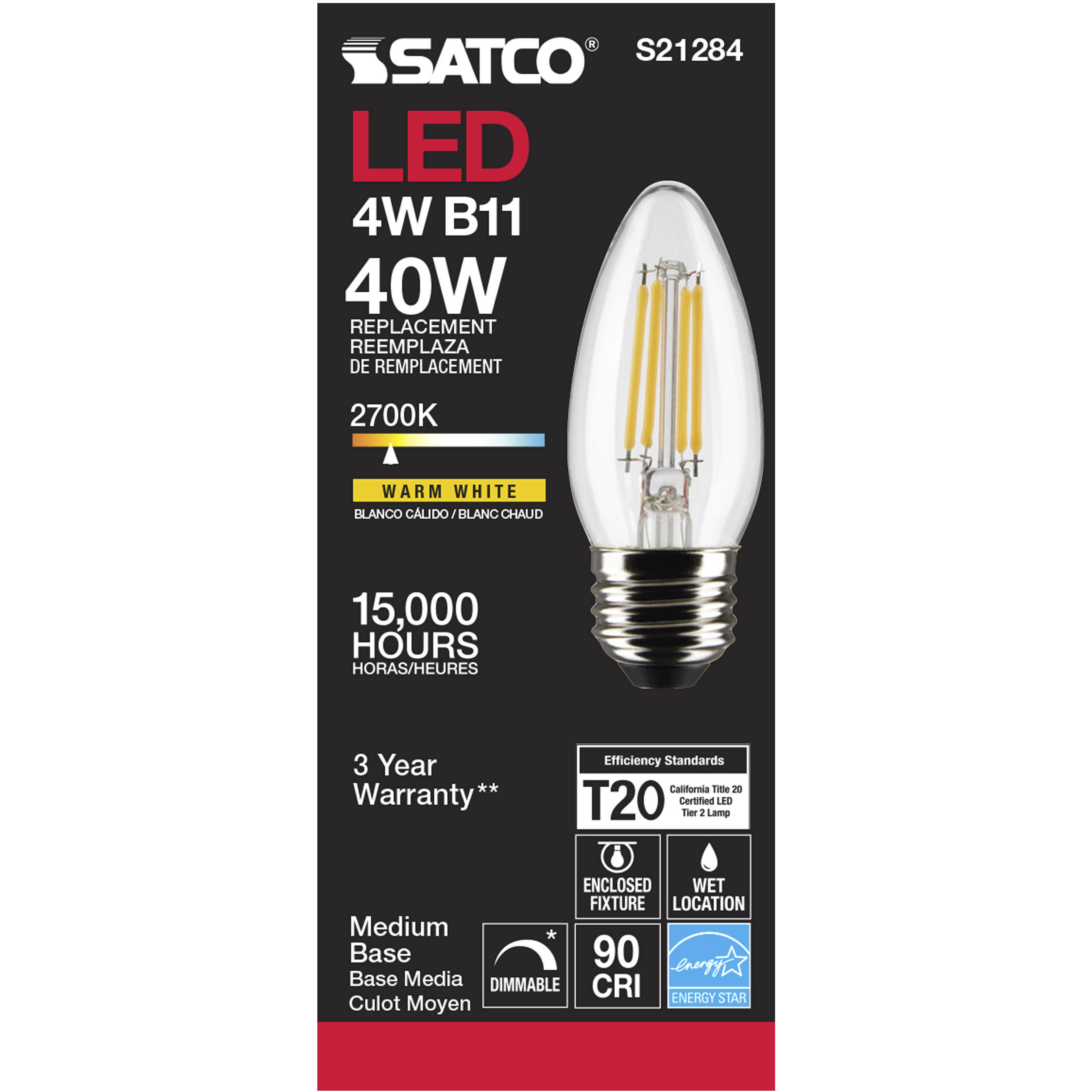 Lumos LED Medium Medium 4.00 watt 2700K LED Filament