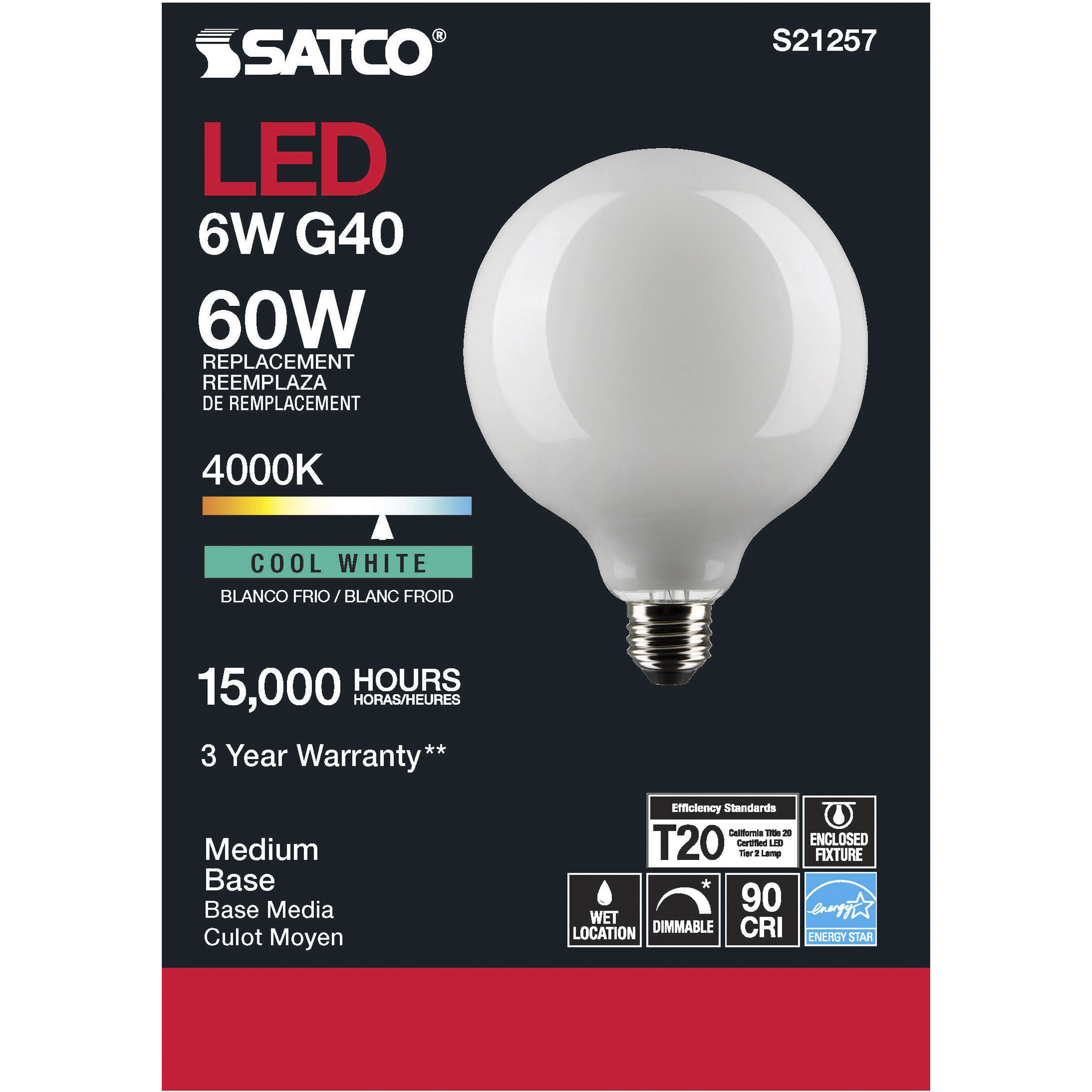 Lumos LED Medium Medium 6.00 watt 4000K LED Filament