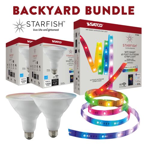 Starfish White Lighting Accessories - Bundle, Contains: (1)  16ft Outdoor Tape and (2) PAR38 Flood 