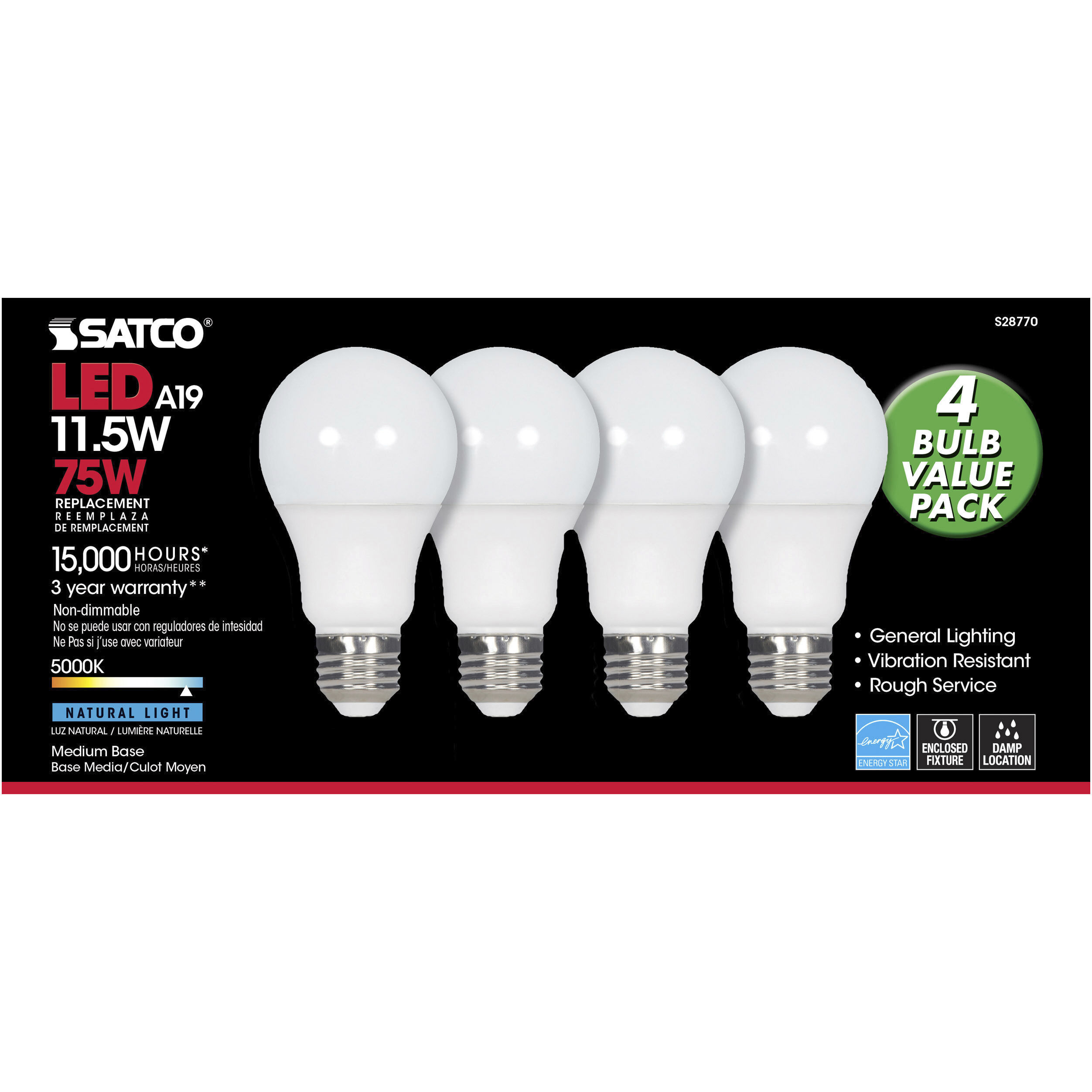 Lumos LED A19 Medium E26 11.5 watt 120V 5000K Light Bulb, Type A