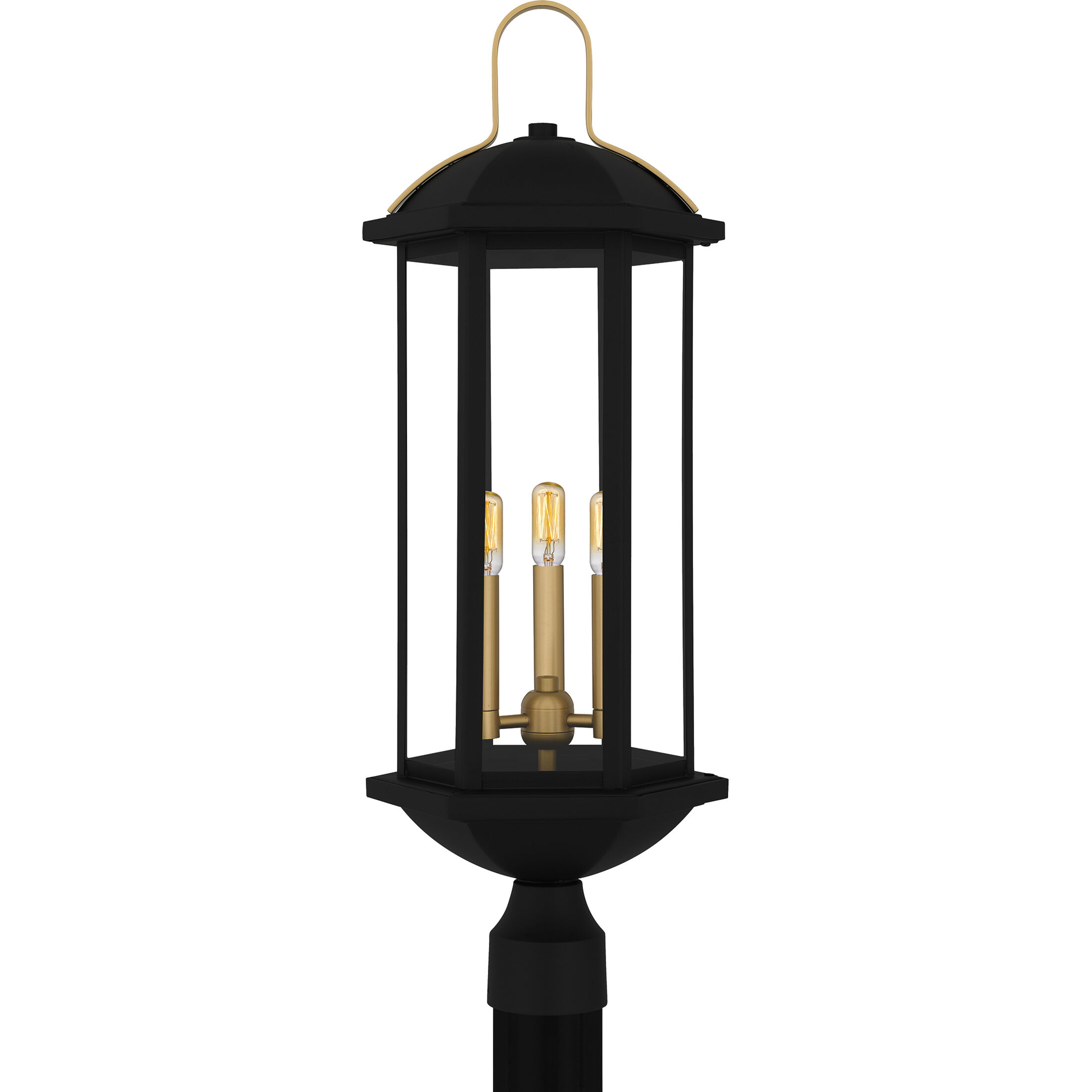 Crestfield 3 Light 28 inch Matte Black Outdoor Post Lantern, Large