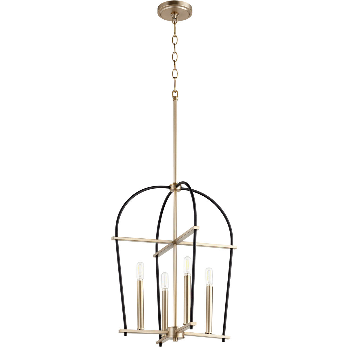 Espy 4 Light 17.25 inch Noir and Aged Brass Mini Chandelier Ceiling Light