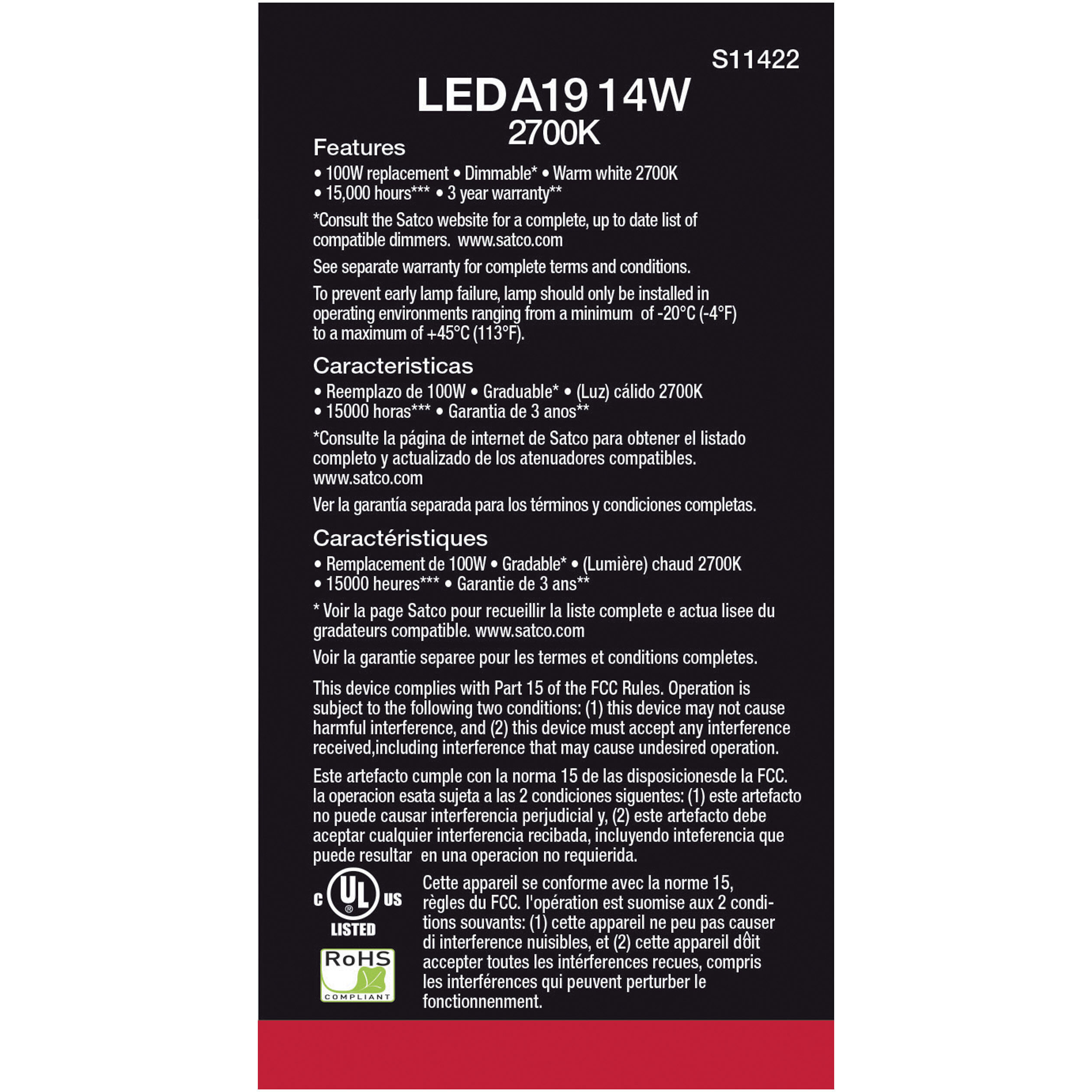 Lumos LED A19 15.50 watt 2700K Light Bulb 4-Pack