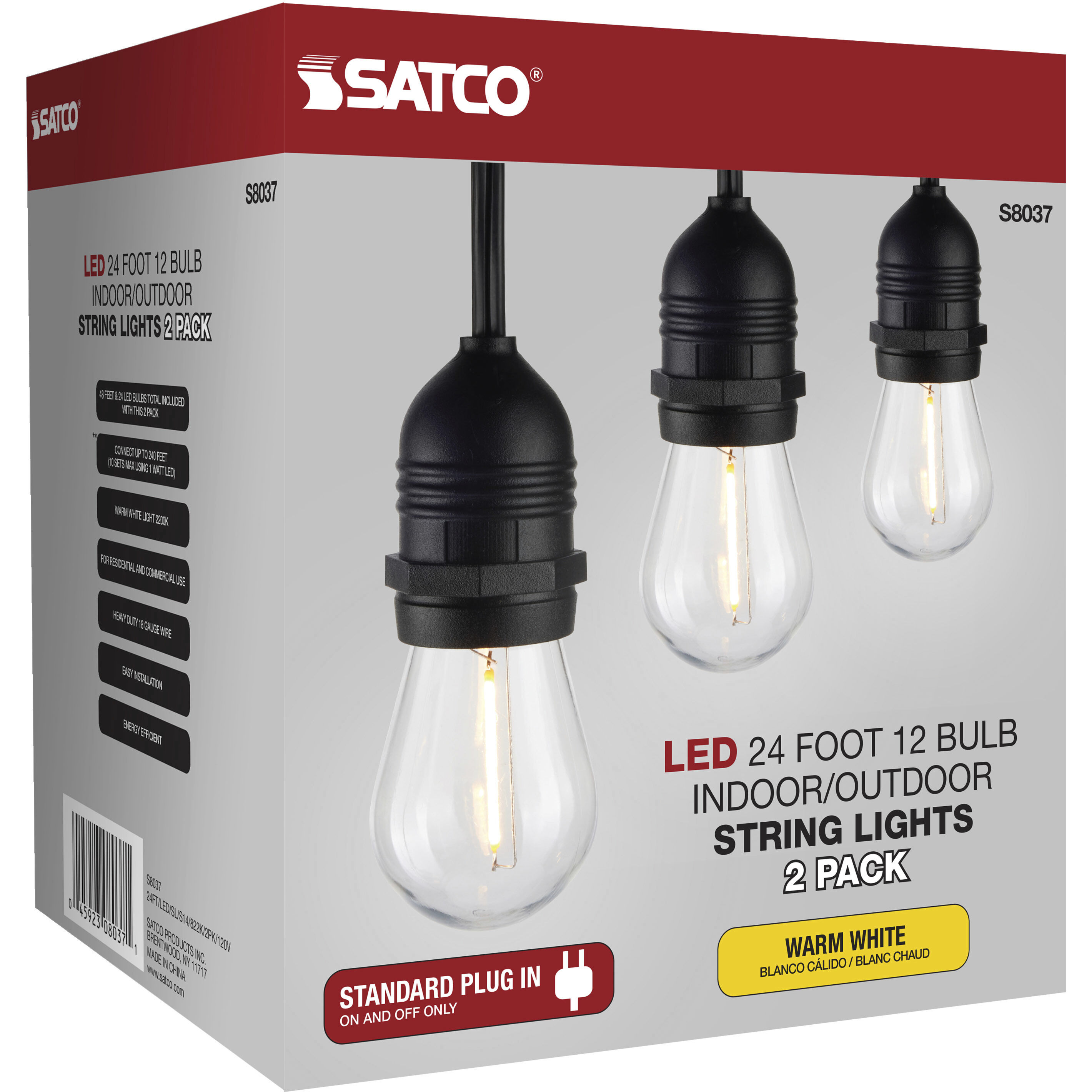 Lumos 12 Light LED 24 foot Black LED String Lights