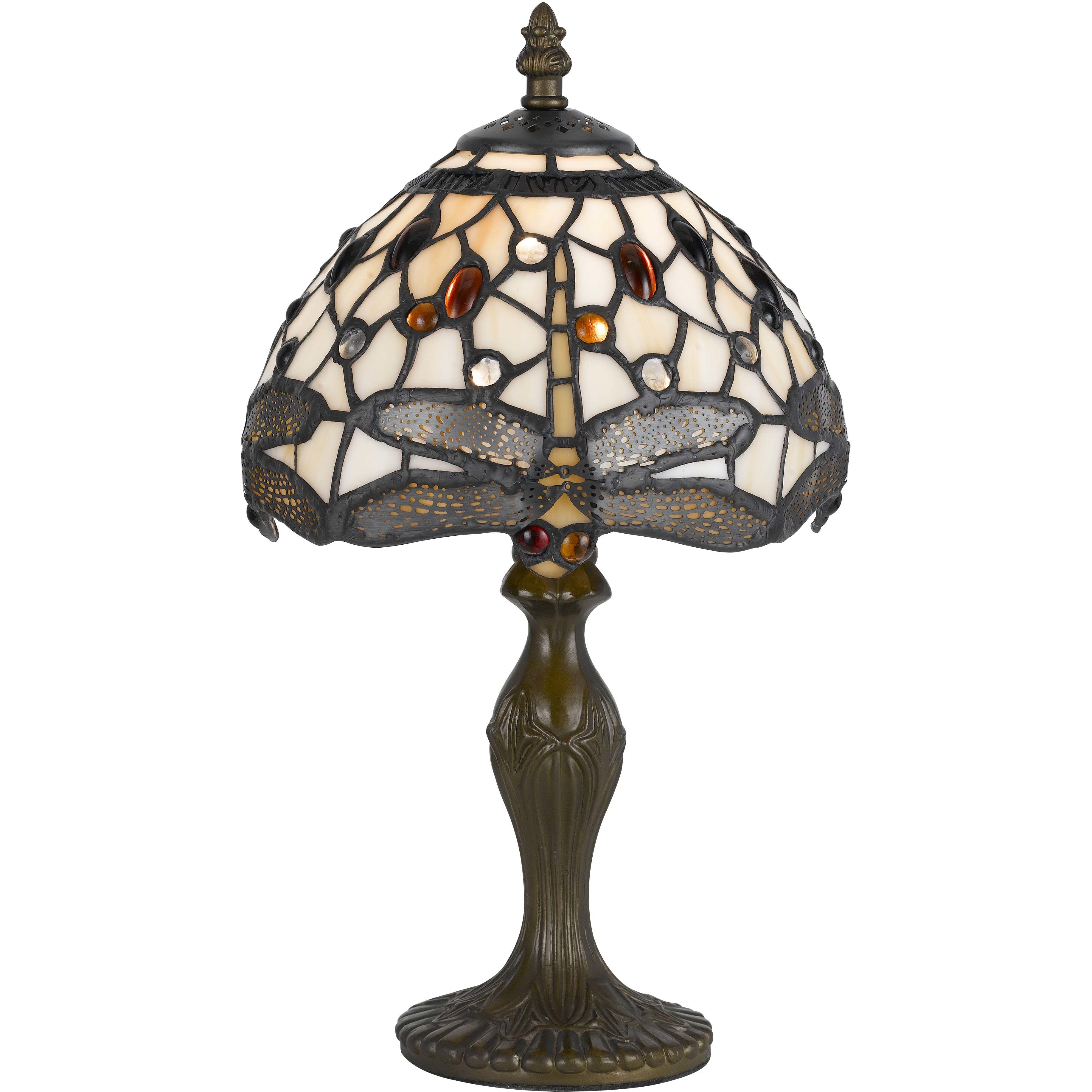 Tiffany 14 inch 40 watt Antique Brass Accent Table Lamp Portable Light