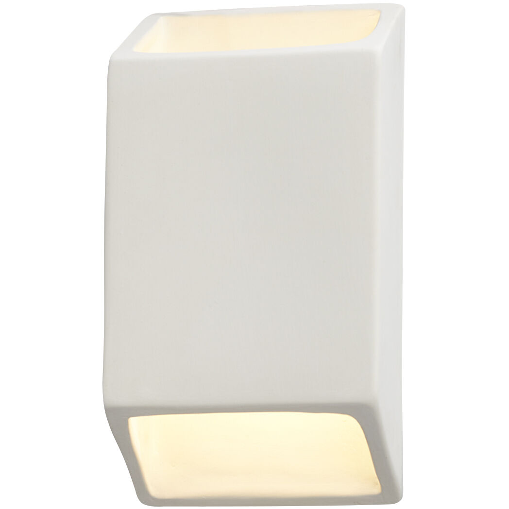 Ambiance LED 5 inch Gloss White ADA Wall Sconce Wall Light, Open Top and Bottom Fixture, Tapered Rectangle