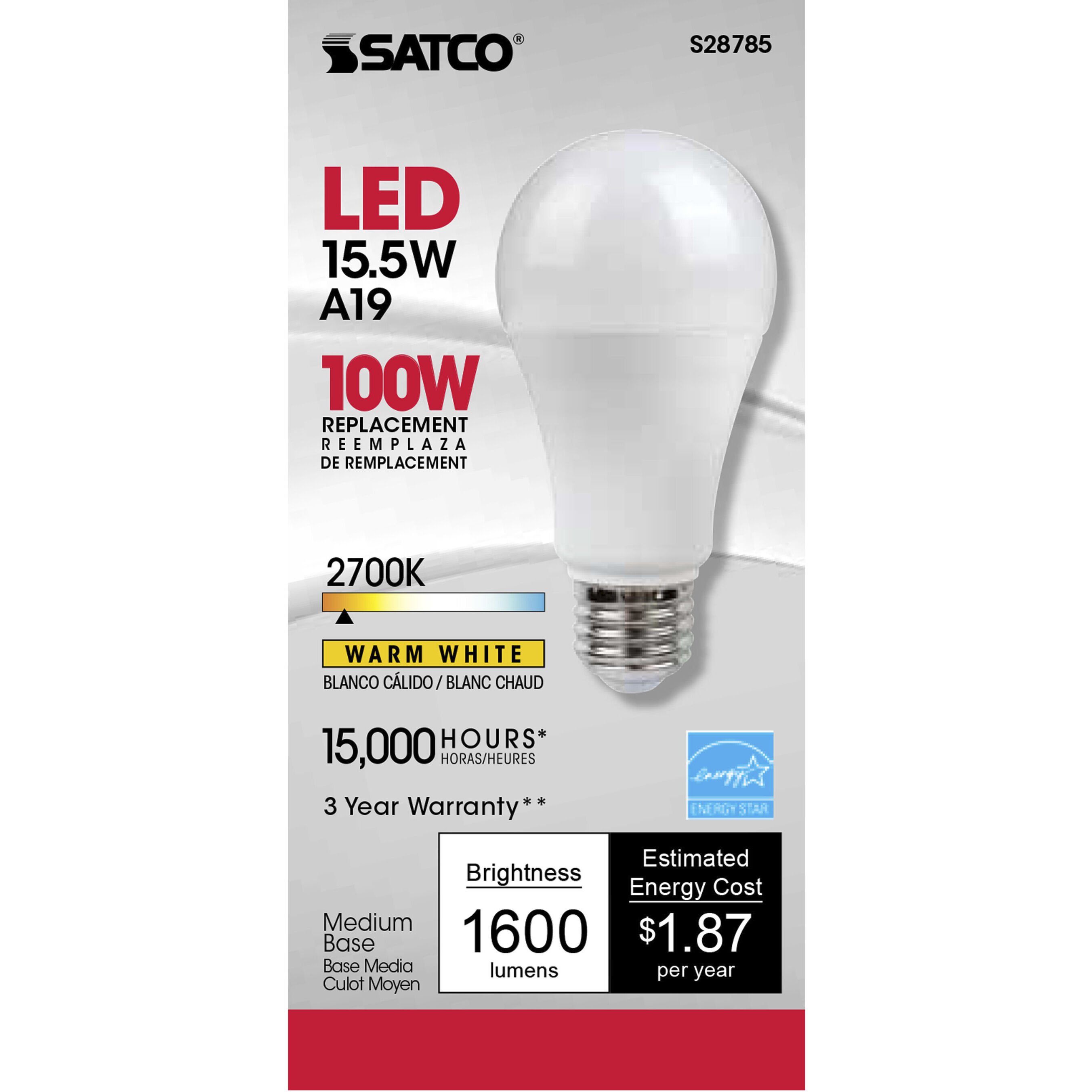 Lumos LED A19 Medium E26 15.5 watt 120V 2700K Light Bulb, Type A
