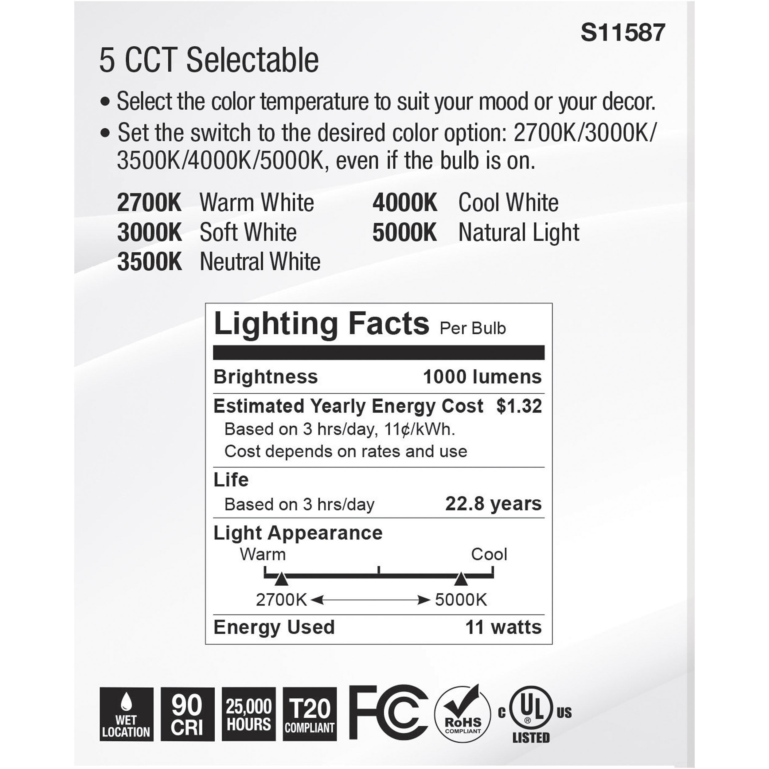 Lumos LED Medium PAR30LN 11 watt 2700K/3000K/3500K/4000K/5000K Light Bulb