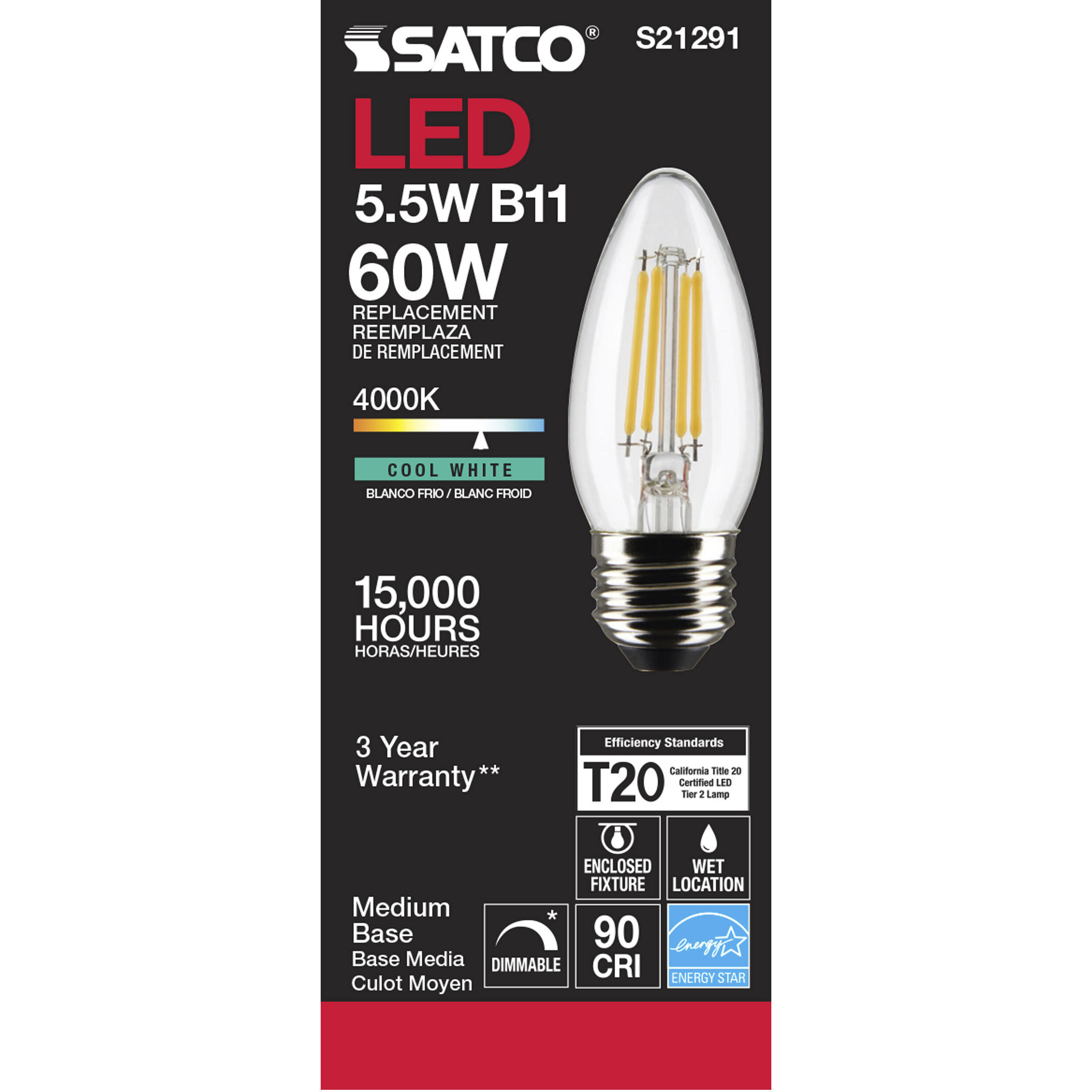 Lumos LED Medium Medium 5.50 watt 4000K LED Filament