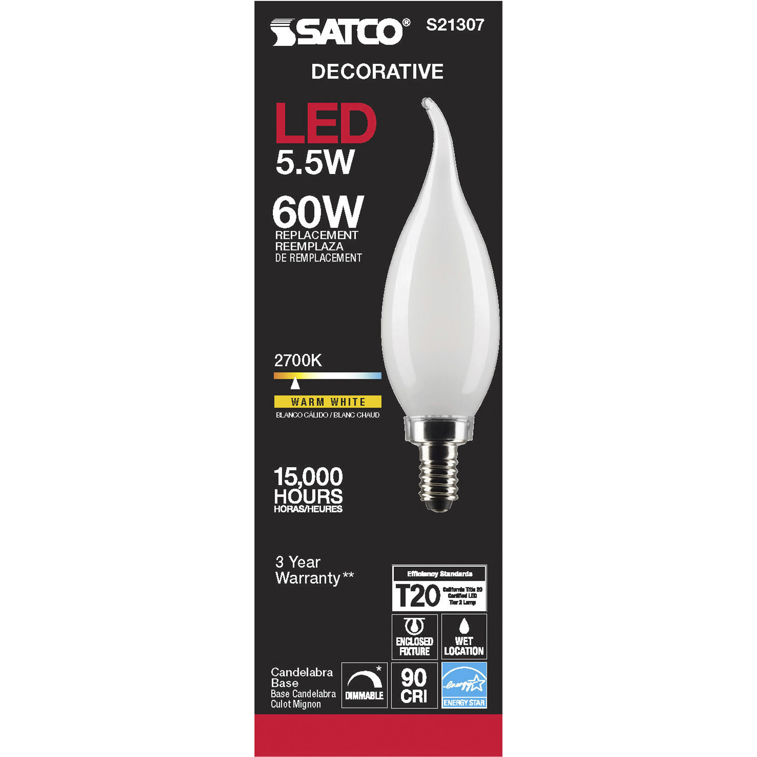 Lumos LED Candelabra Candelabra 5.50 watt 2700K LED Filament