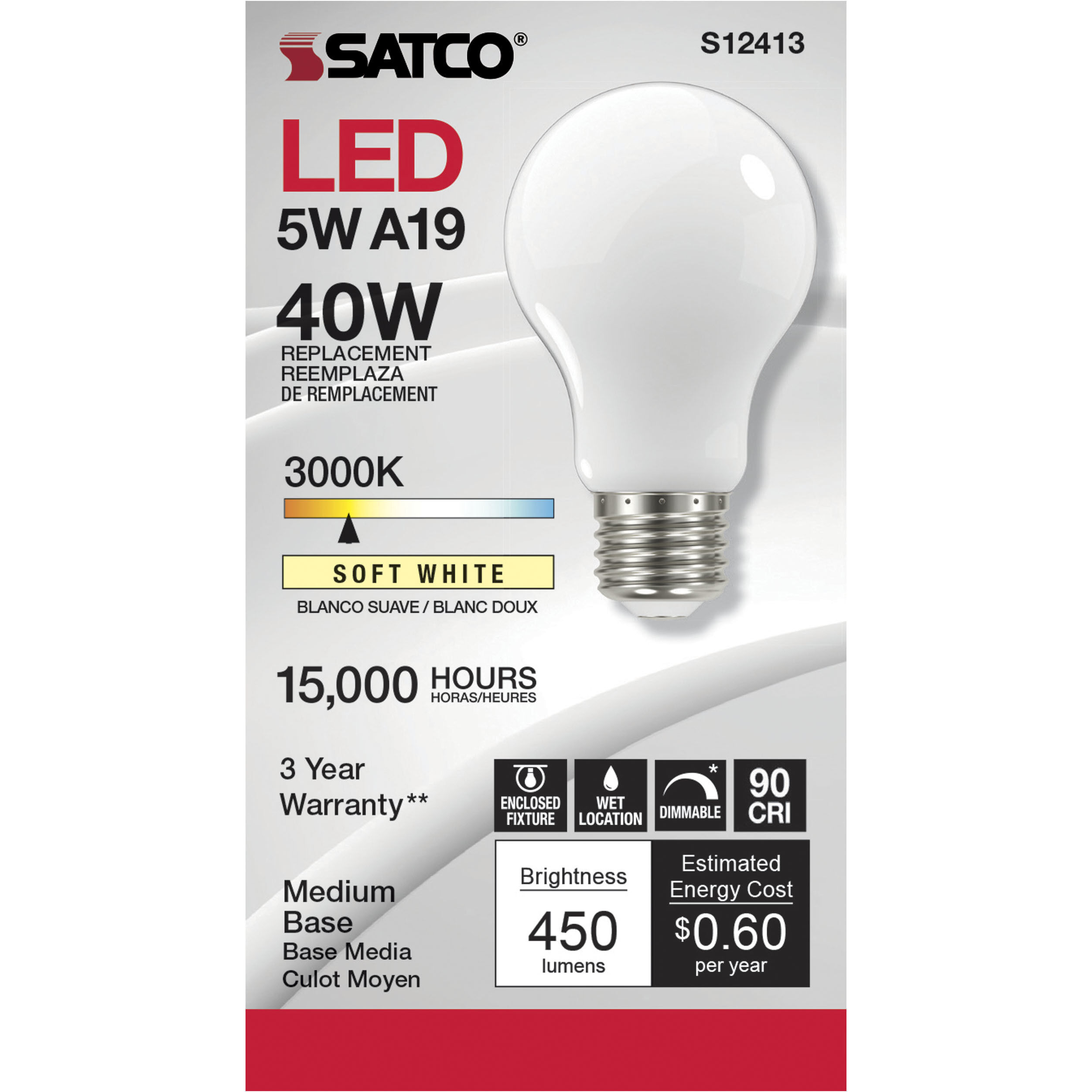 Lumos LED Medium 5.00 watt 120 3000K Light Bulb