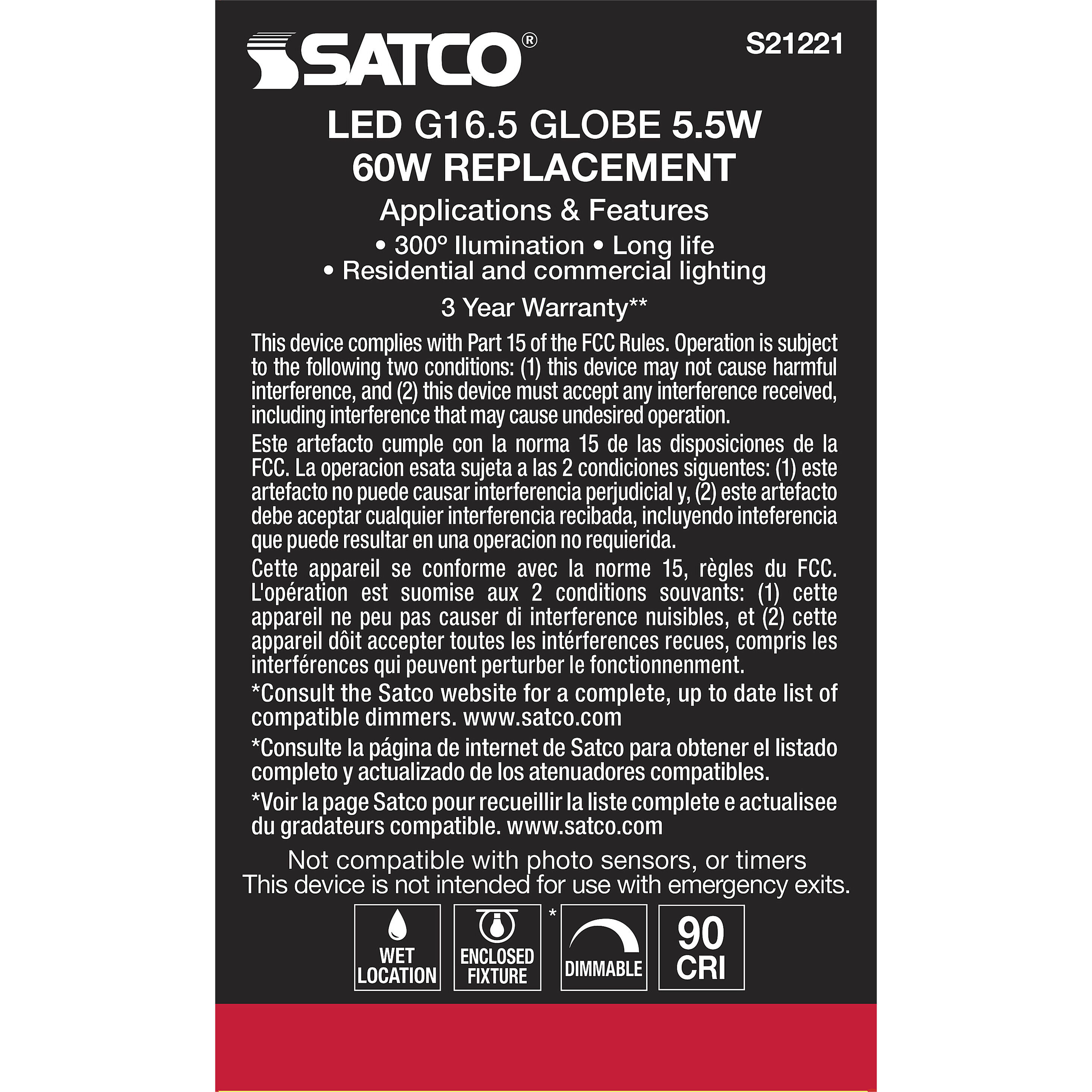 Lumos LED Medium Medium 5.50 watt 3000K LED Filament