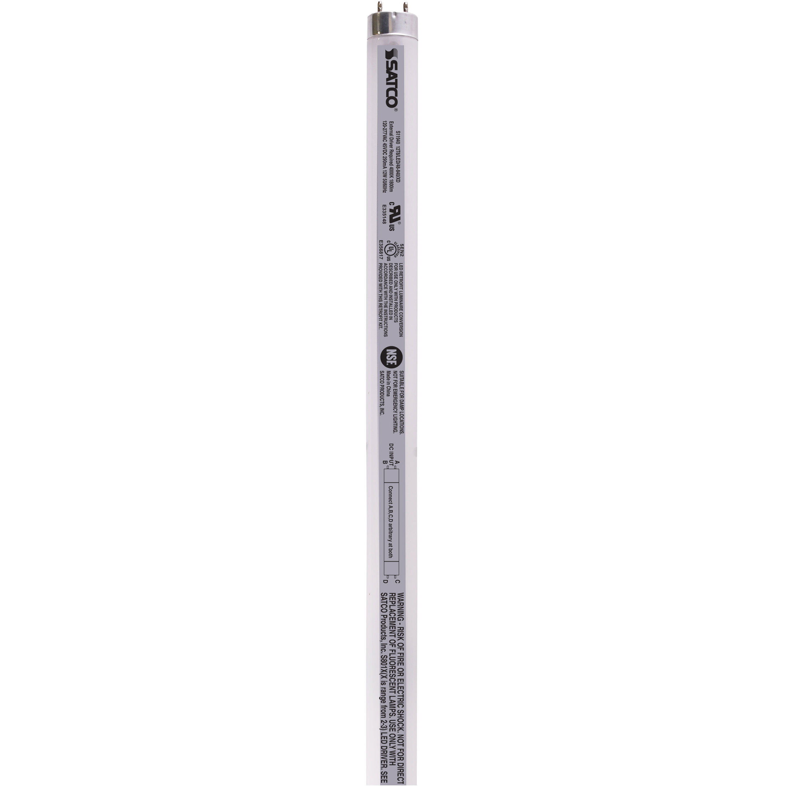 Lumos LED Medium Bi Pin 12 watt 120-277 4000K LED T8, LED T8