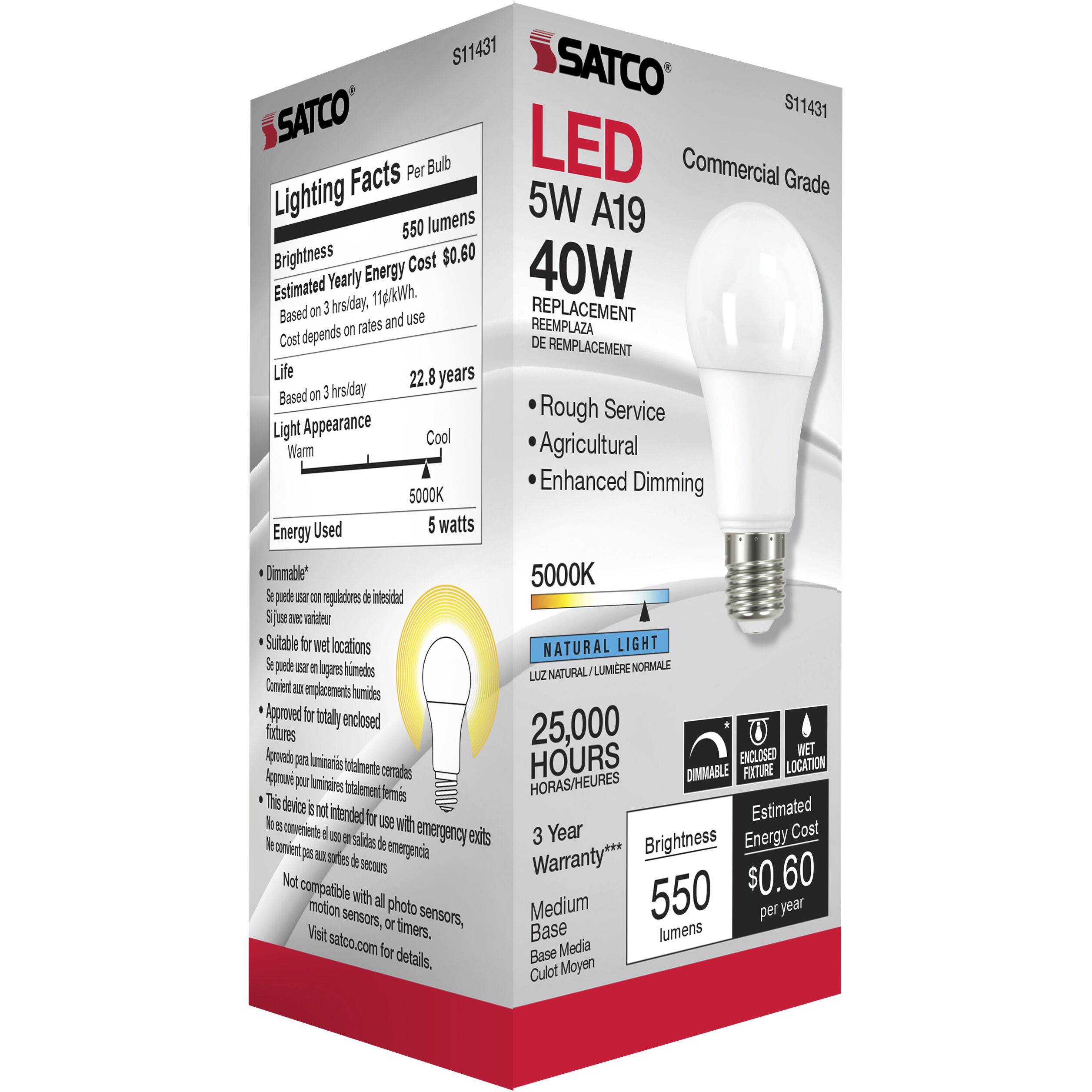 Lumos LED A19 5.00 watt 5000K Light Bulb