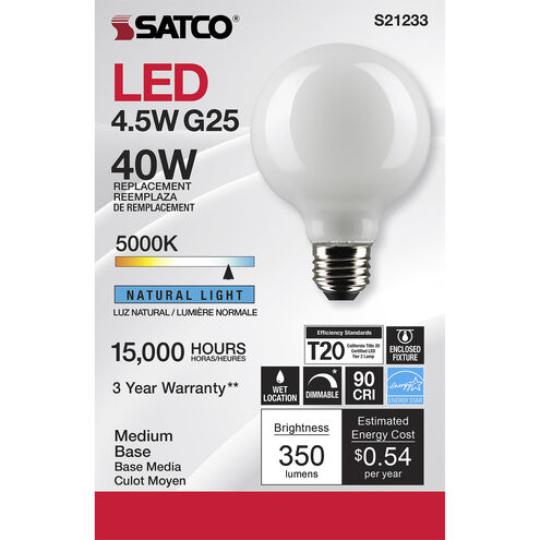 Lumos LED Medium Medium 4.50 watt 5000K LED Filament