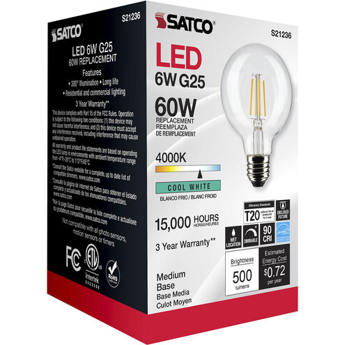 Lumos LED Medium Medium 6.00 watt 4000K LED Filament