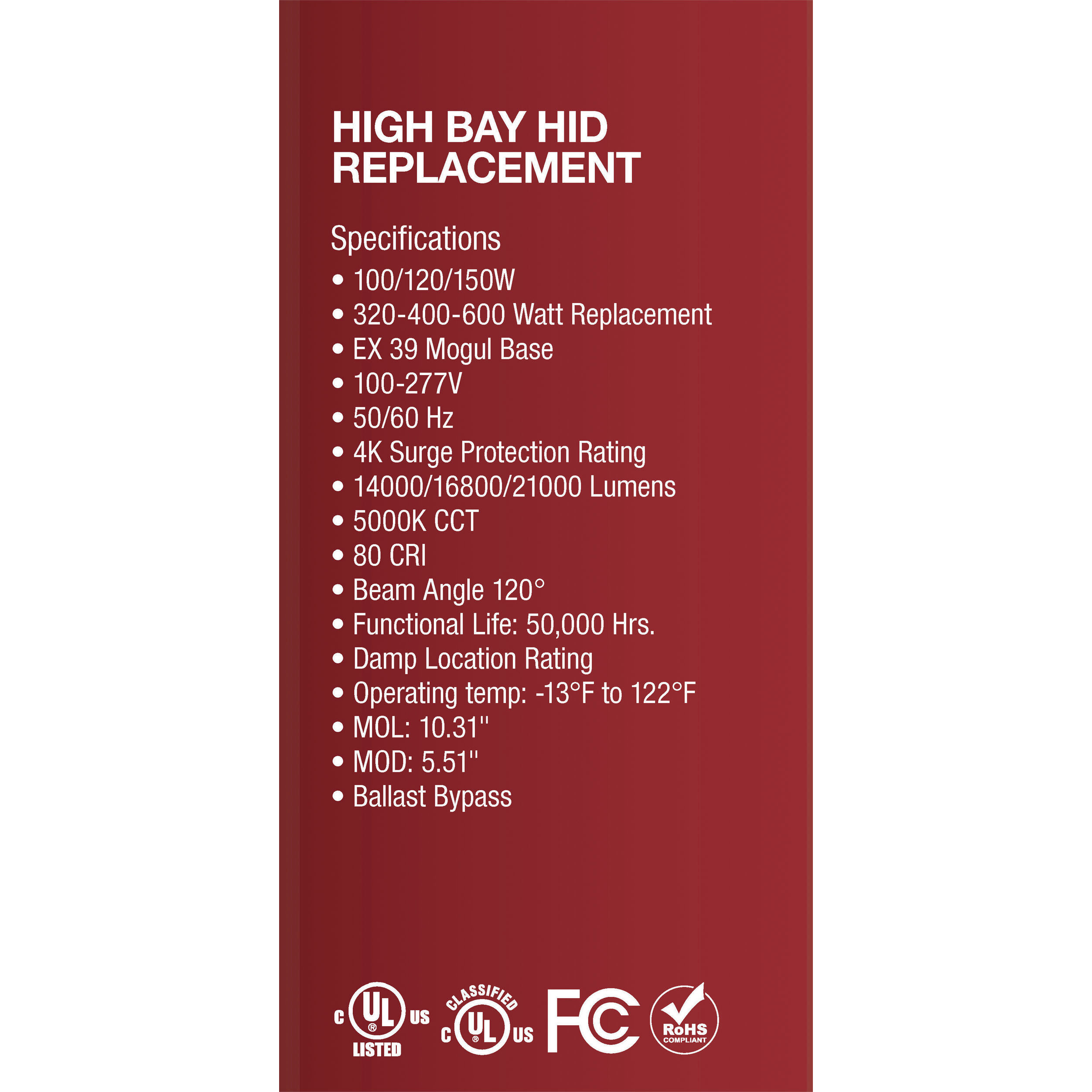 Hi-Pro LED LED Mogul Extended 5000K HID Replacements
