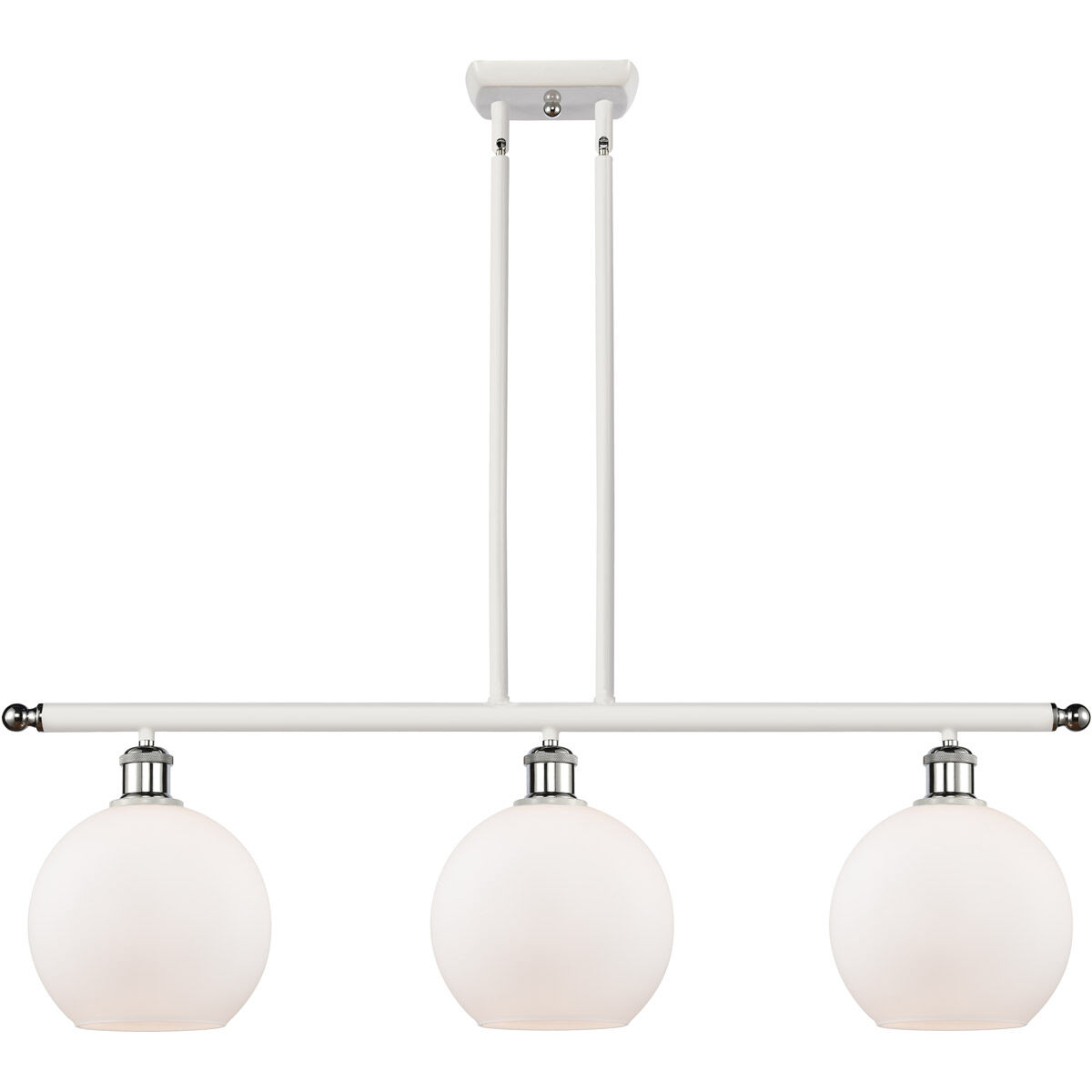Ballston Athens 3 Light 36 inch White and Polished Chrome Island Light Ceiling Light in Matte White Glass, Ballston