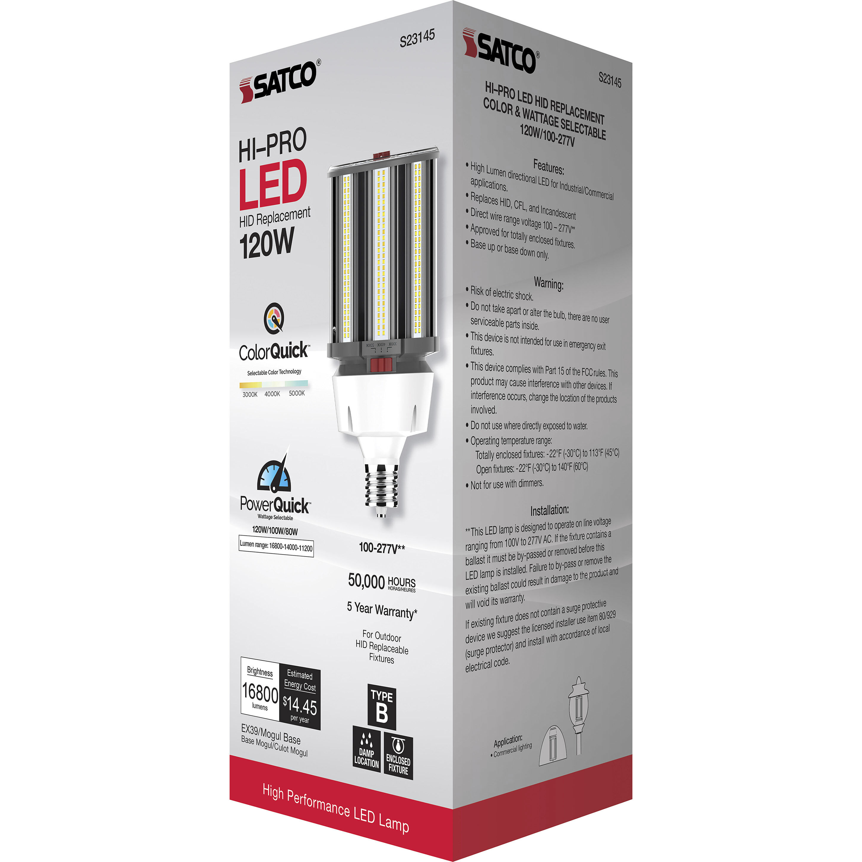 Hi-Pro LED LED 120.00 watt 3000K HID Replacements