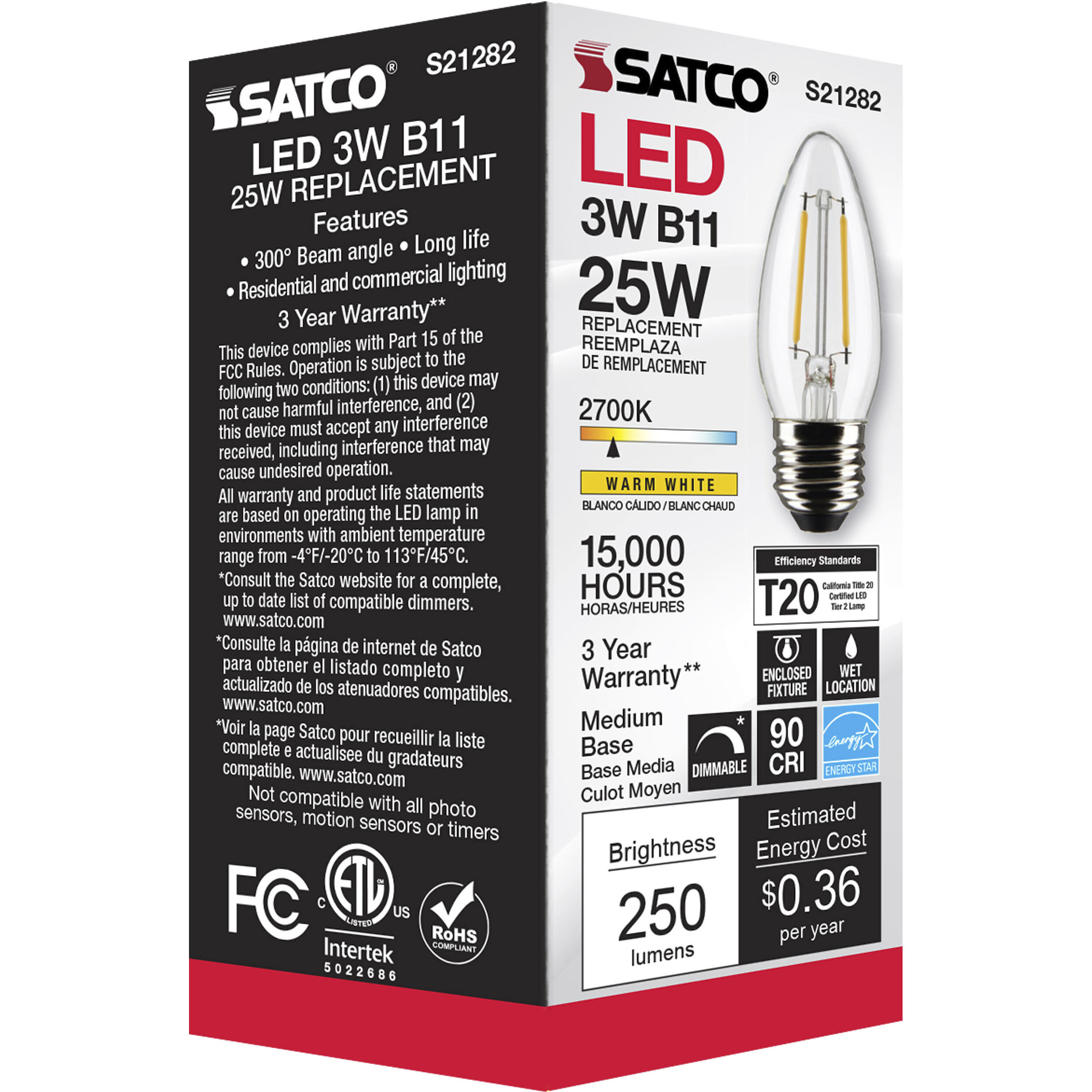 Lumos LED Medium Medium 3.00 watt 2700K LED Filament