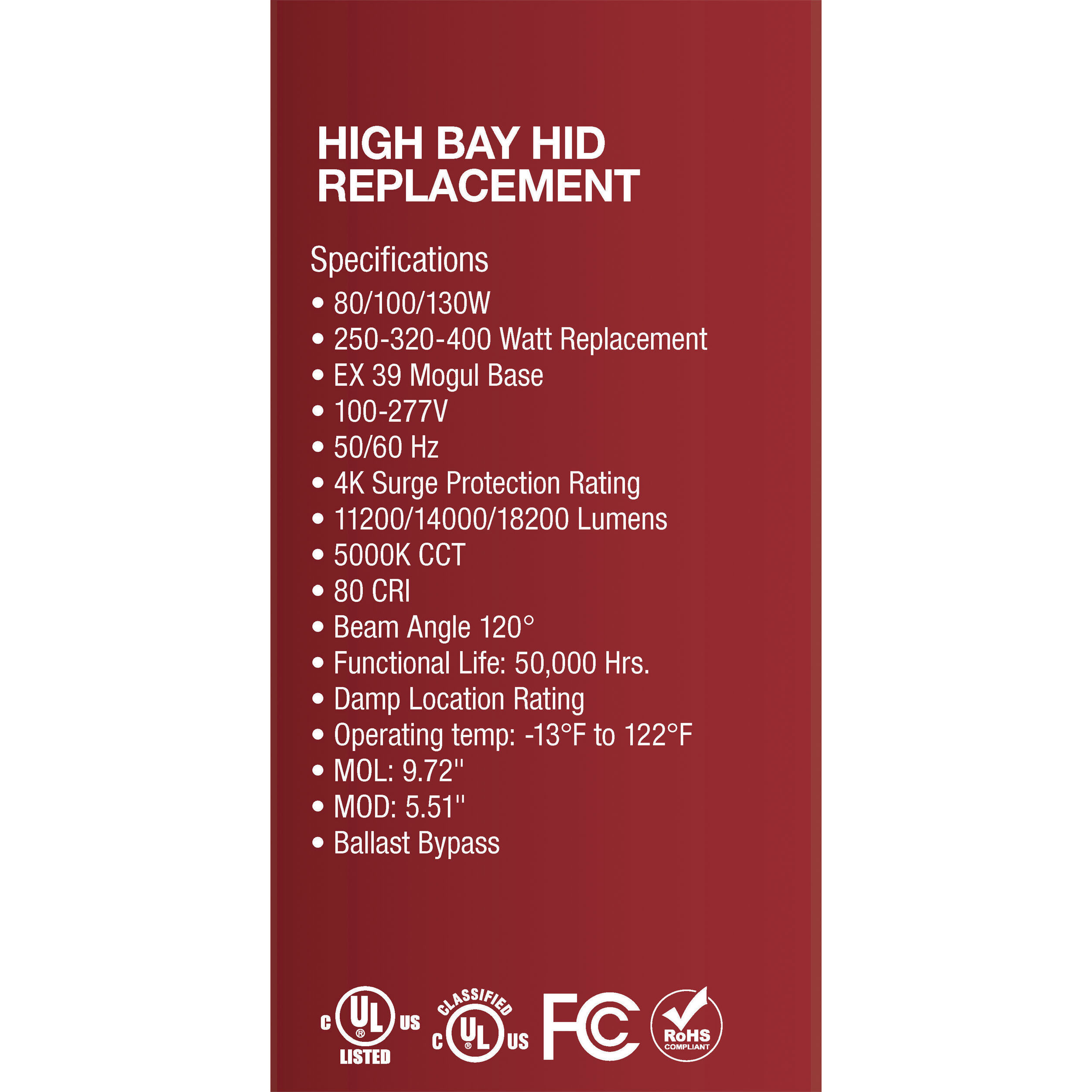 Hi-Pro LED LED Mogul Extended 5000K HID Replacements