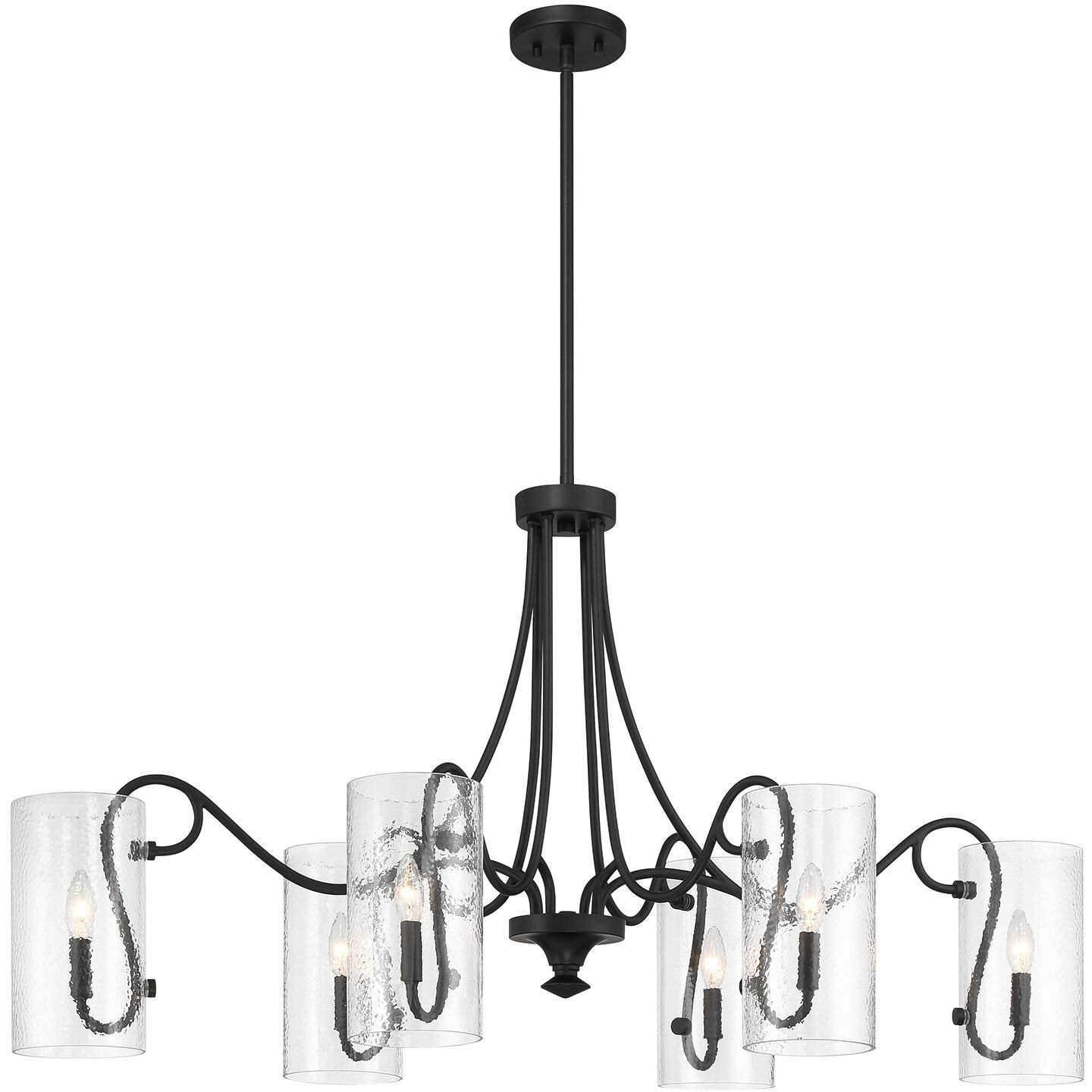 Calgary 6 Light 48 inch Matte Black Linear Chandelier Ceiling Light, Oval