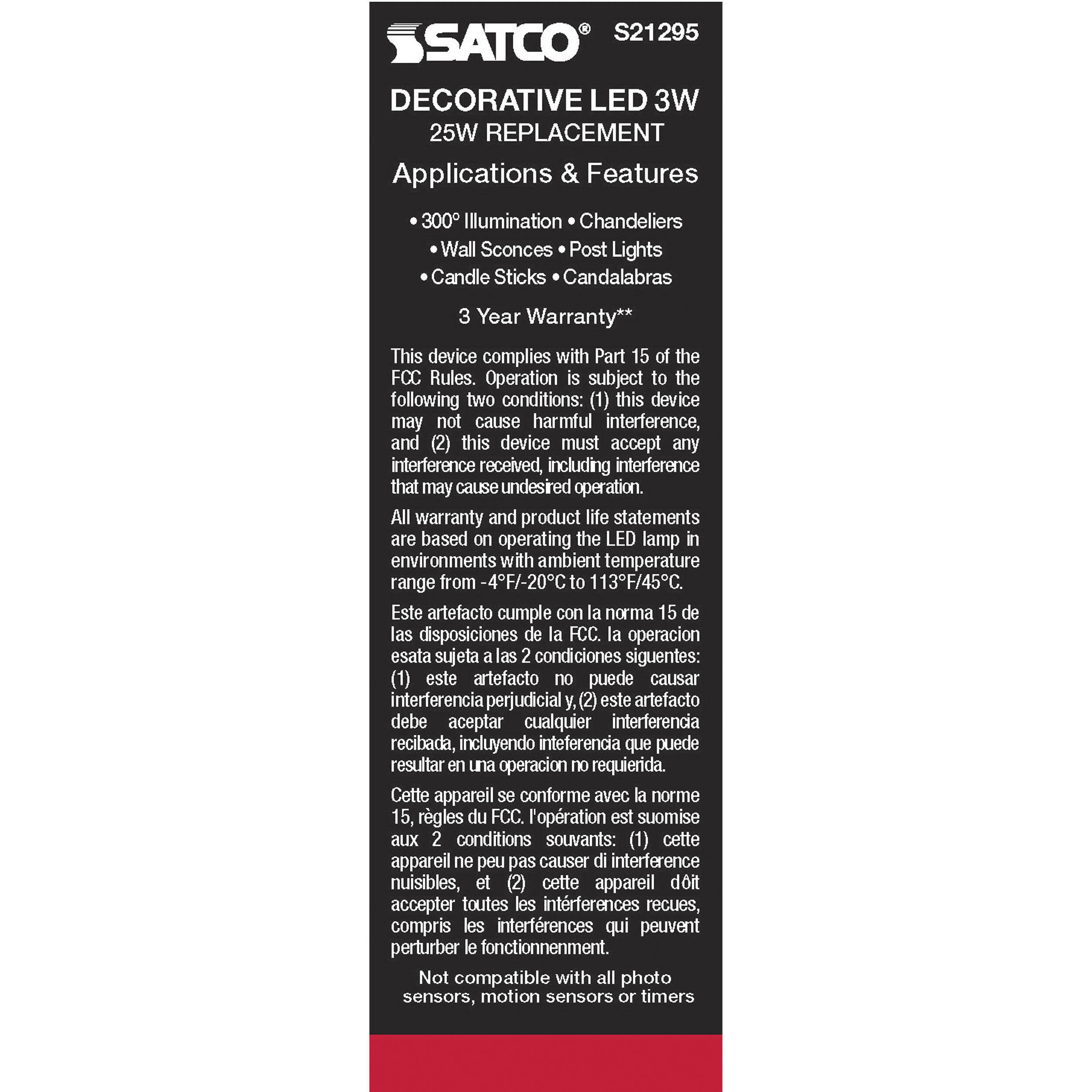 Lumos LED Candelabra Candelabra 3.00 watt 2700K LED Filament