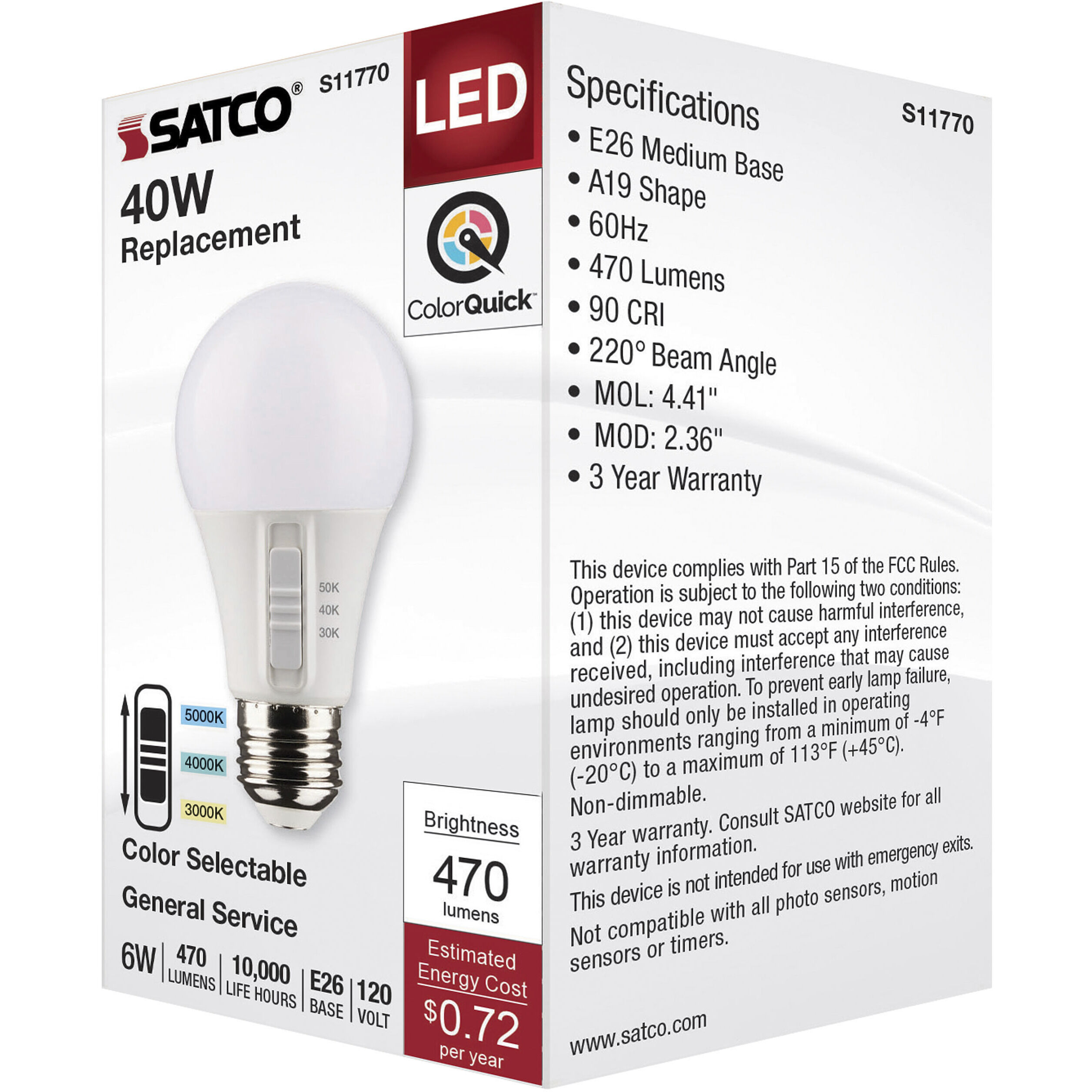 Lumos Medium 6.00 watt 3000K Light Bulb