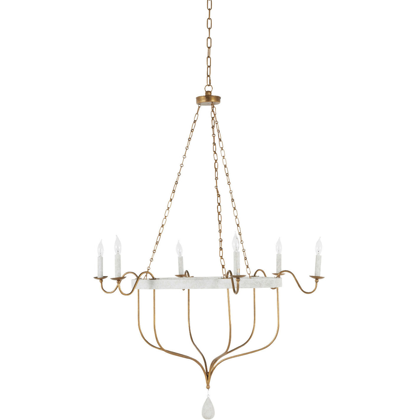 Karla 6 Light 42 inch Gilded Gold / Textured White Chandelier Ceiling Light