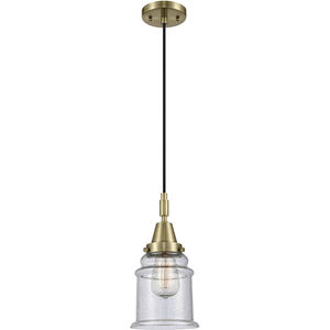 Canton 1 Light 6 inch Antique Brass Mini Pendant Ceiling Light in Seedy Glass