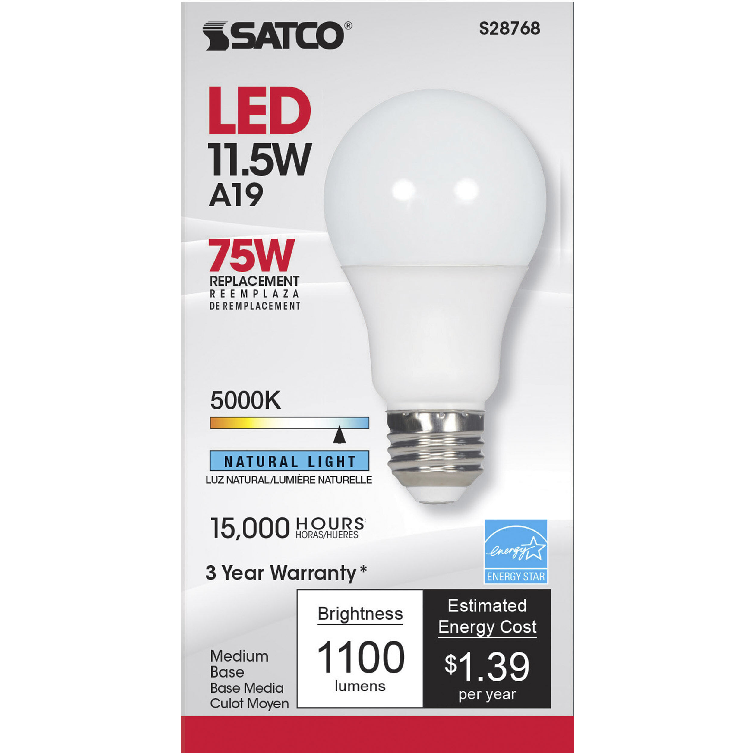 Lumos LED A19 Medium E26 11.5 watt 120V 5000K Light Bulb, Type A