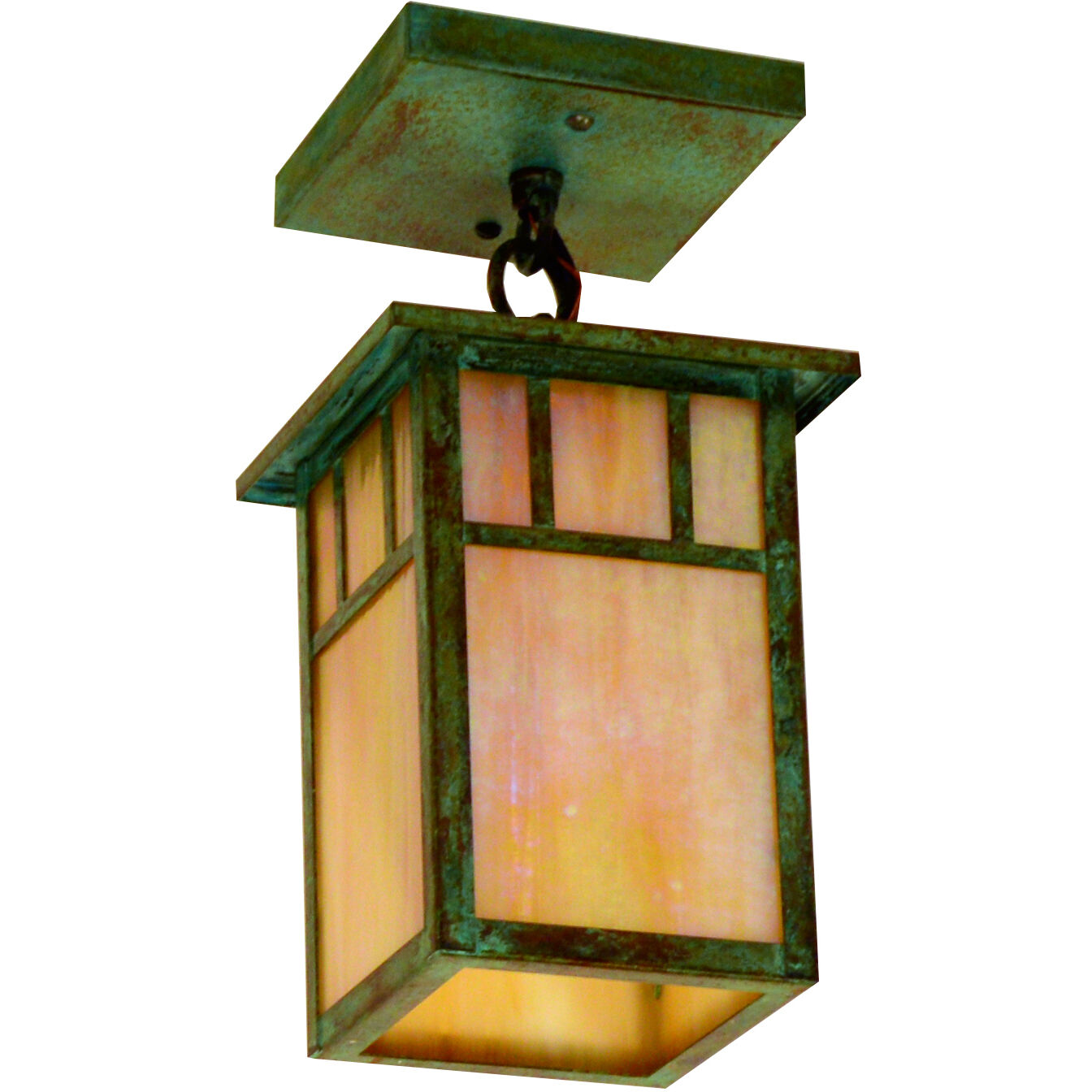 Arroyo Craftsman Huntington 1 Light 5 inch Raw Copper Flush Mount Ceiling Light in Gold White Iridescent, Empty HCM-4L/1EGW-RC - Open Box