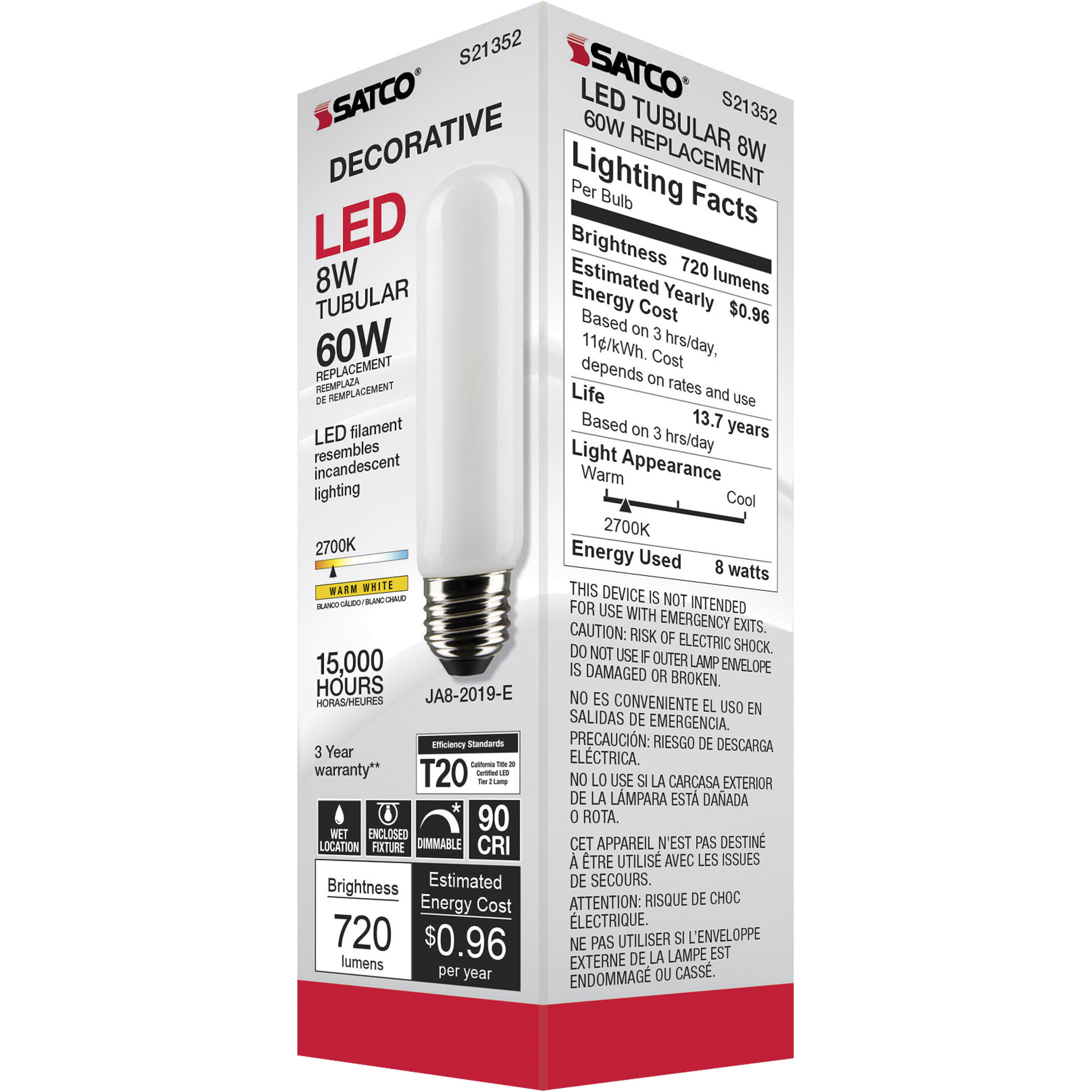 Lumos LED Medium Medium 8.00 watt 2700K LED Filament 