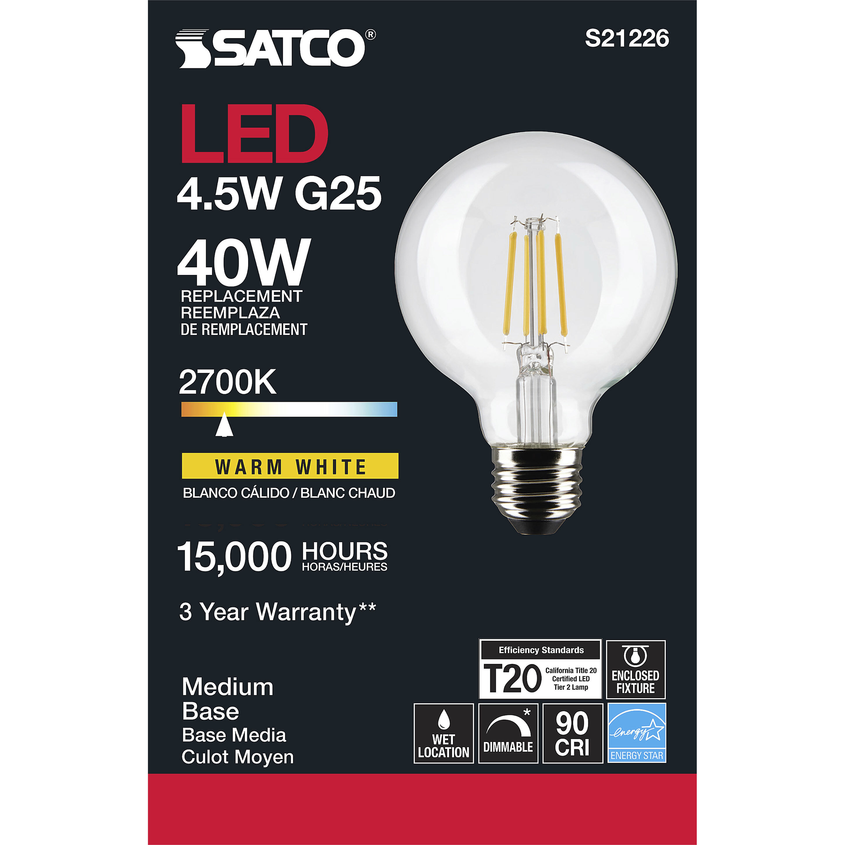 Lumos LED Medium Medium 4.50 watt 2700K LED Filament