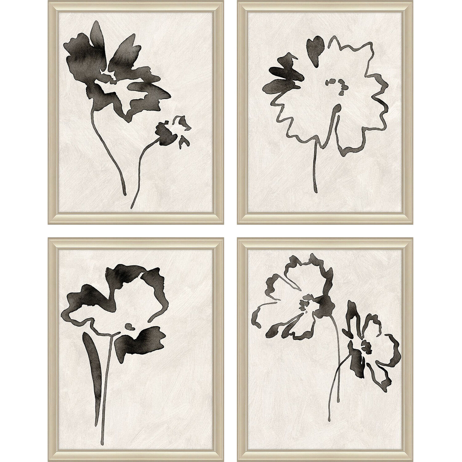 Botanical Silhouettes Black and Beige and Neutral and Multi Framed Art, Propac