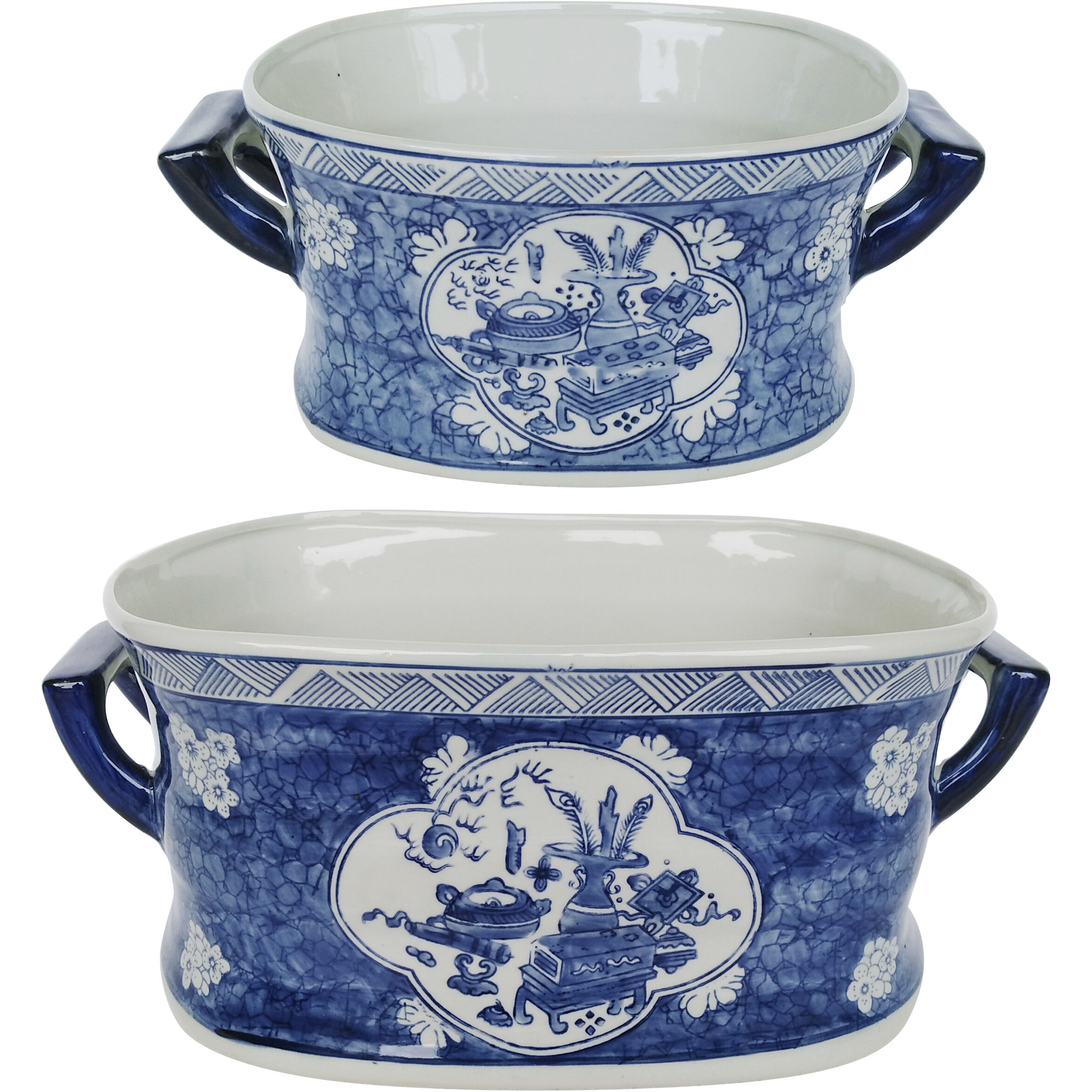 Kelda Blue and White Planter, Set of 2