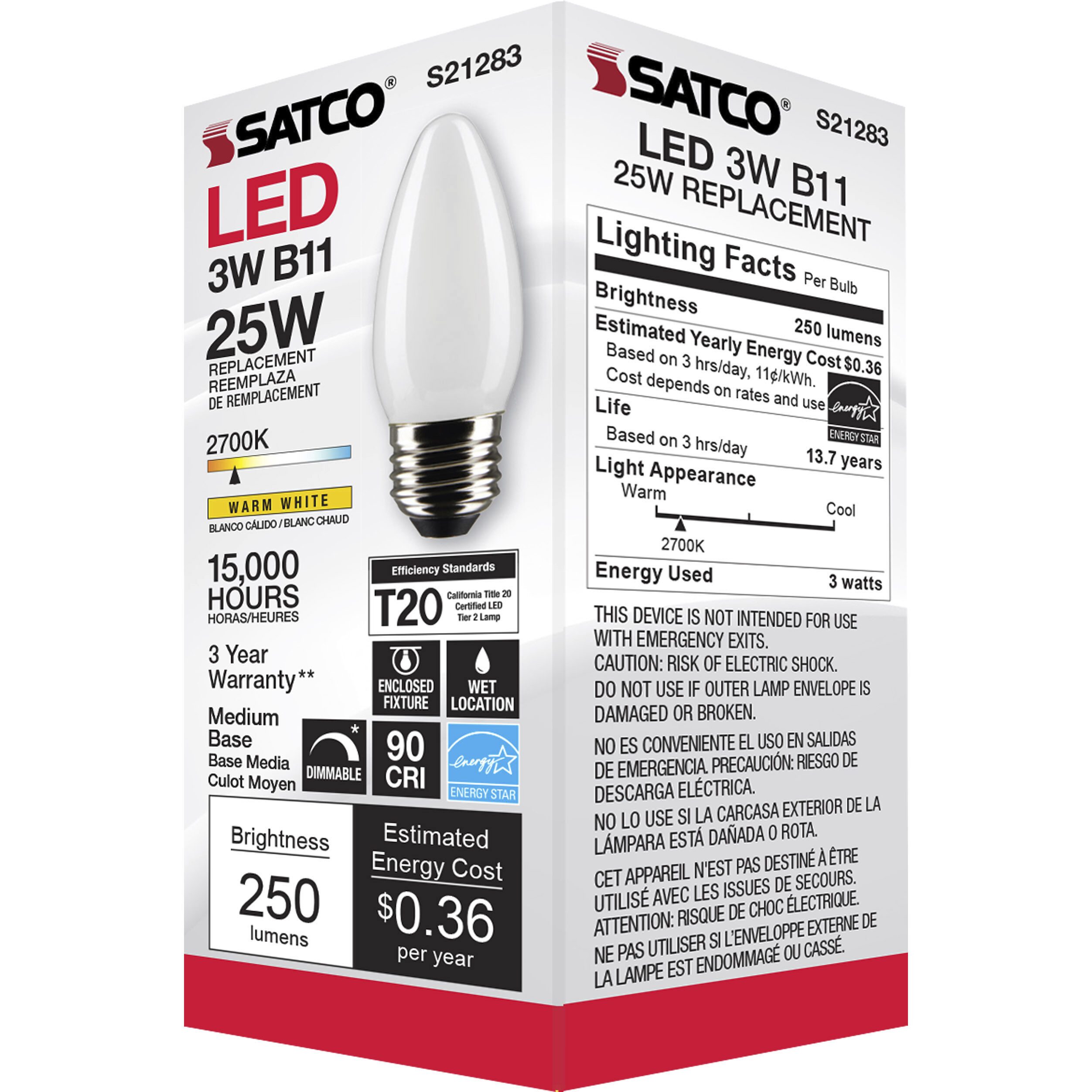 Lumos LED Medium Medium 3.00 watt 2700K LED Filament